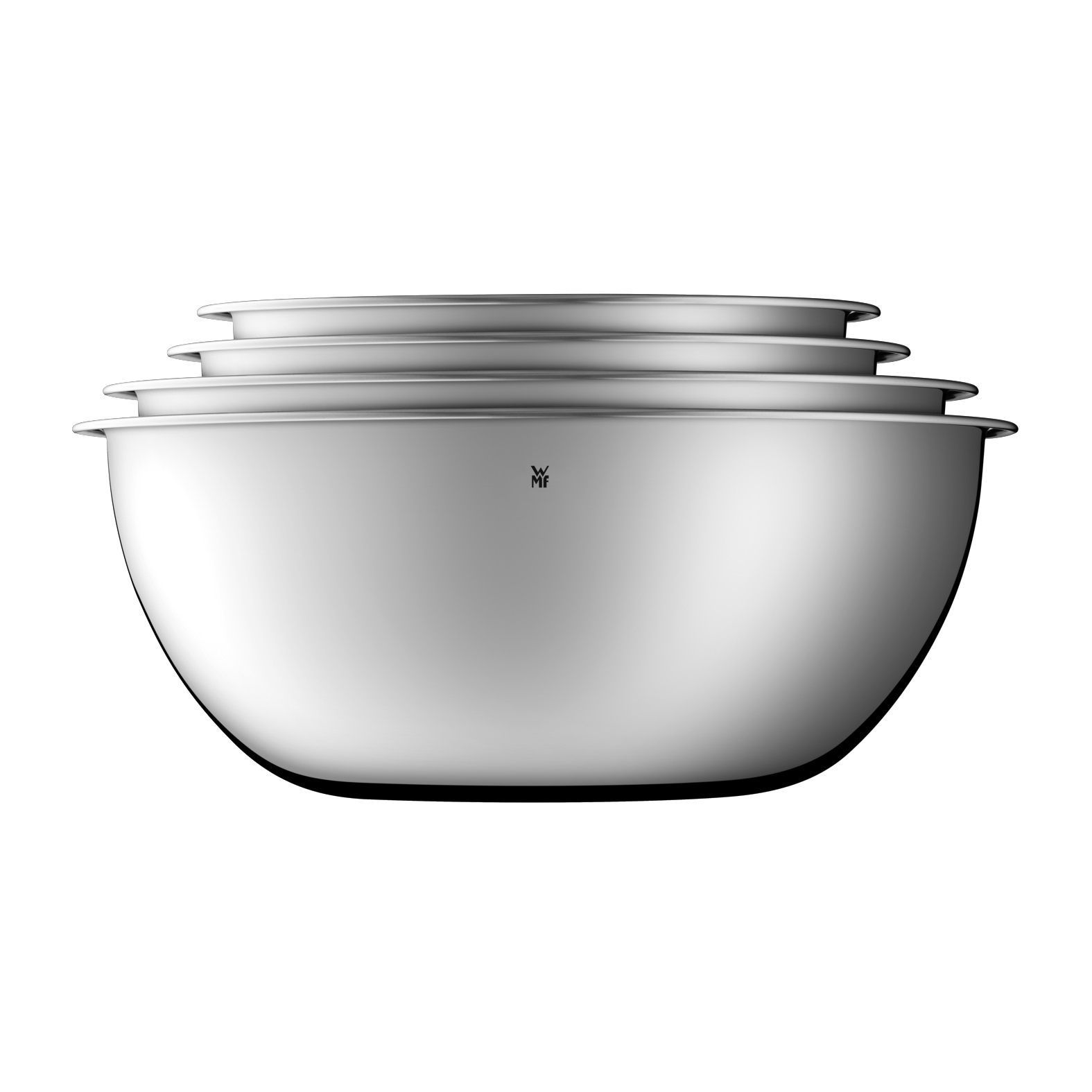 WMF Schüssel »Set Gourmet (Ø 16/18/22/24 cm), 360° Schüttrand, tropffreies Ausgießen« 4 Stk. aus Edelstahl vielseitig, stapelbar, platzsparende Aufbewahrung