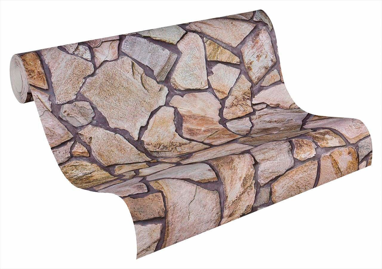 living walls Vliestapete »Best of Wood`n Stone 2nd Edition«, Steinoptik-gemustert-Motiv, Steintapete leicht strukturiert matt Backstein Tapeten Wohnzimmer Flur