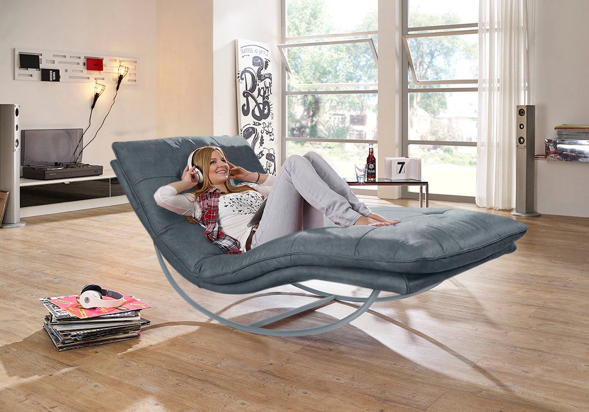 W.SCHILLIG Relaxliege »daily dreams«, in Waffelkissen-Optik, Schaukelgestell silber matt, in 2 Breiten