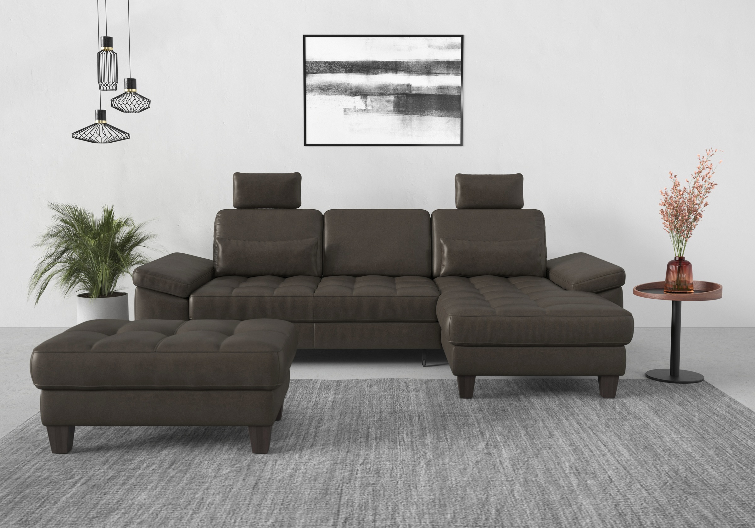 sit&more Ecksofa »Westham L-Form«, Recamiere, mit oder ohne Bettfunktion, Bettkasten, Füße wengefarben