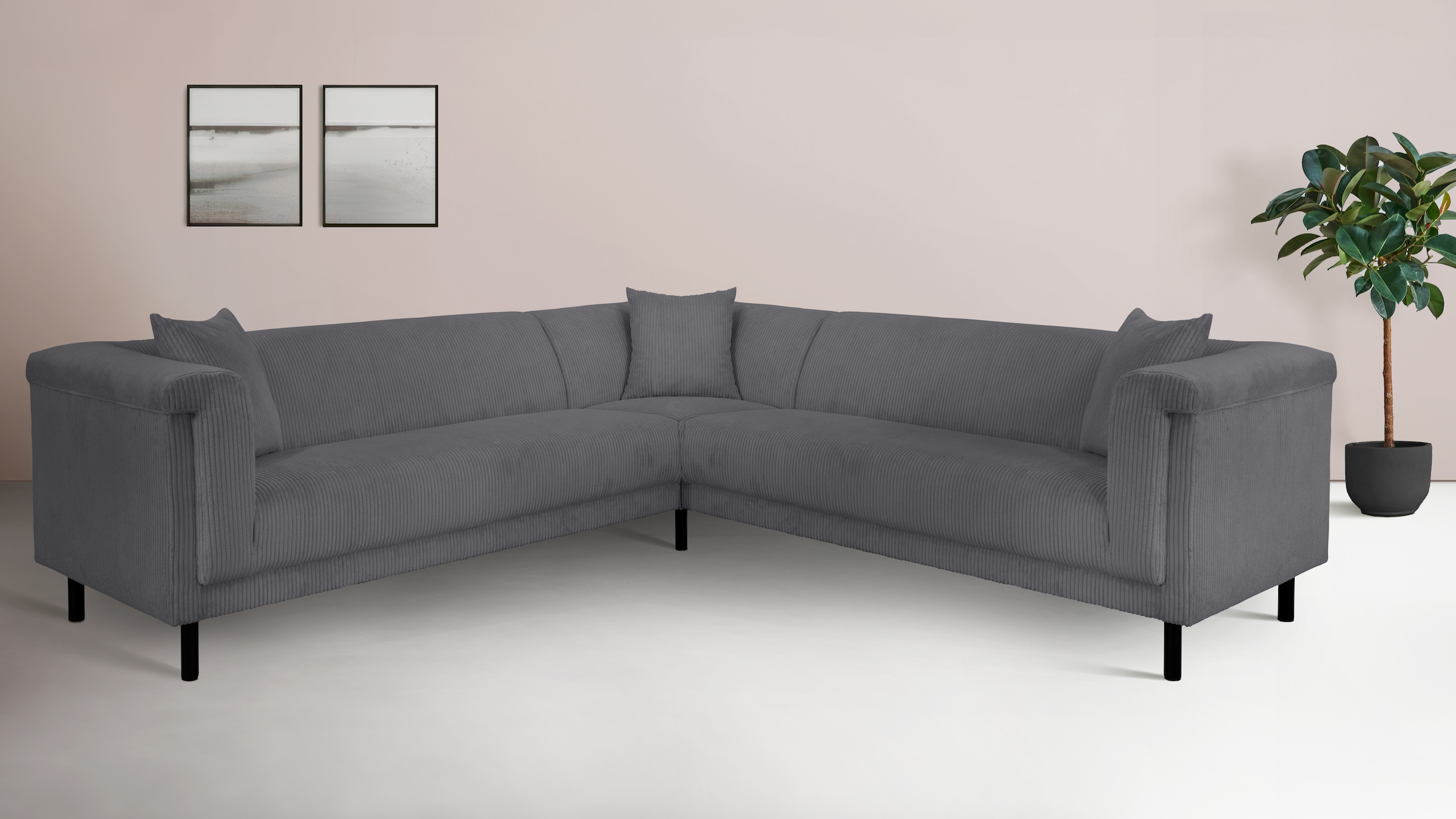 INOSIGN Ecksofa »AGNIA L-Form B/T/H: 244/244/71 cm«, incl. Zierkissen, glei günstig online kaufen