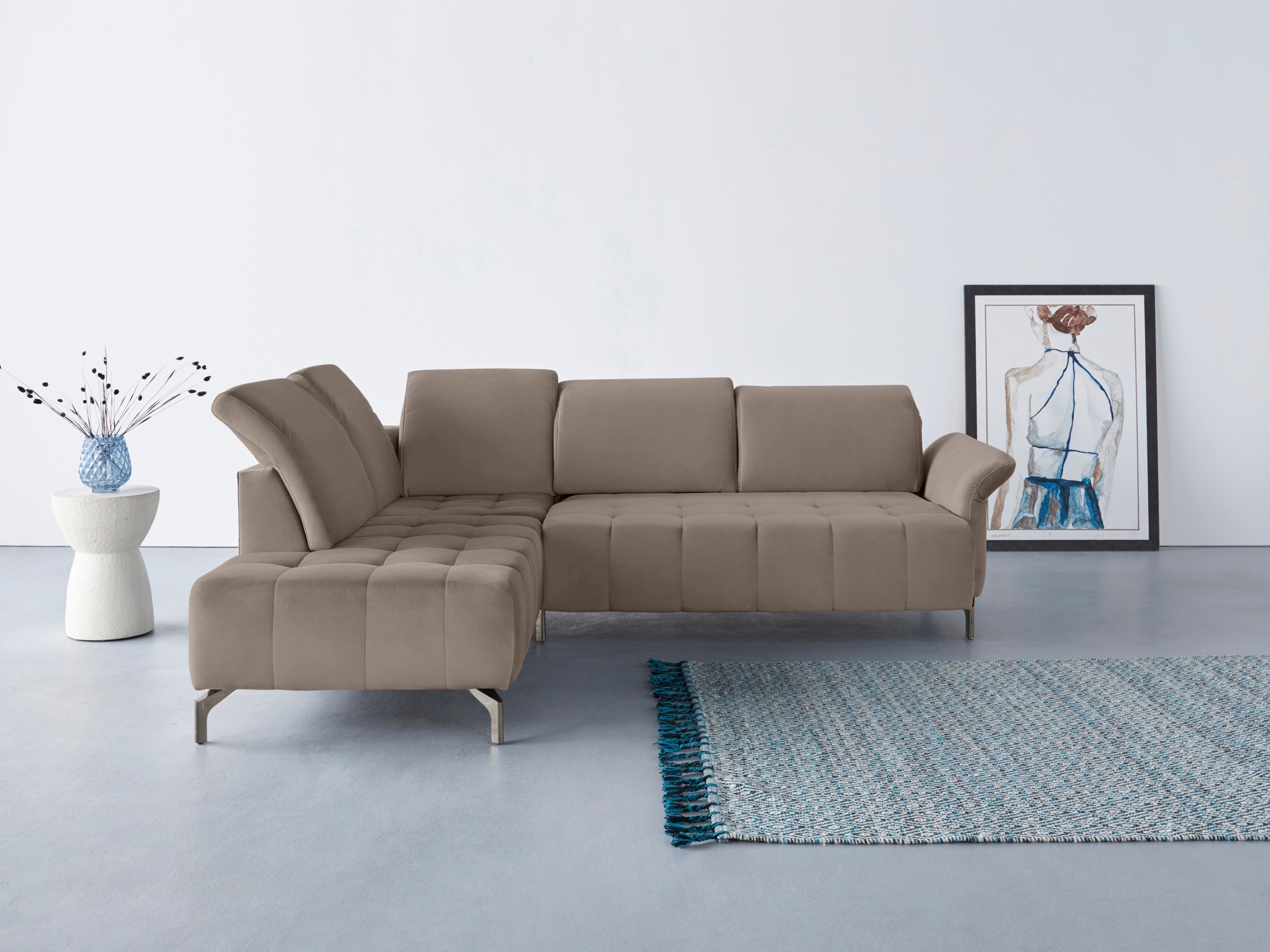INOSIGN Ecksofa »Fresh L-Form«, Federkern, wahlweise Kopfteilverstellung un günstig online kaufen