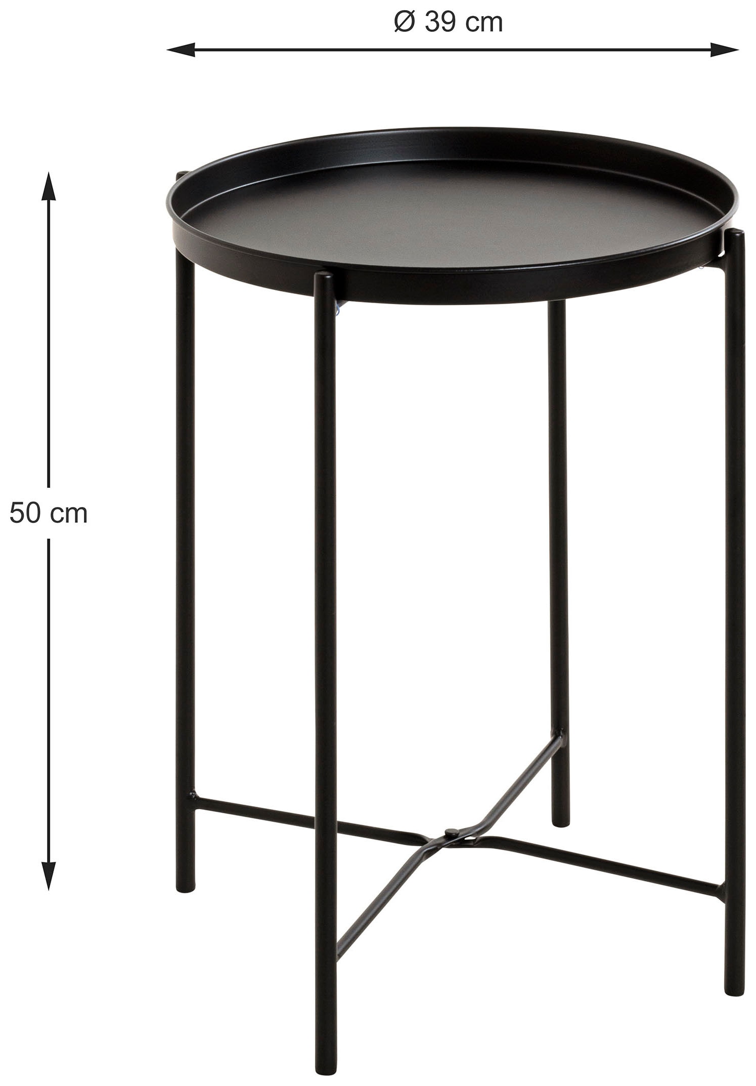 HAKU Beistelltisch »Sofatisch, Wohnzimmertisch« 1 Stk. tlg. rund - aus Metall Schwarz - Ø/H 39/50 cm