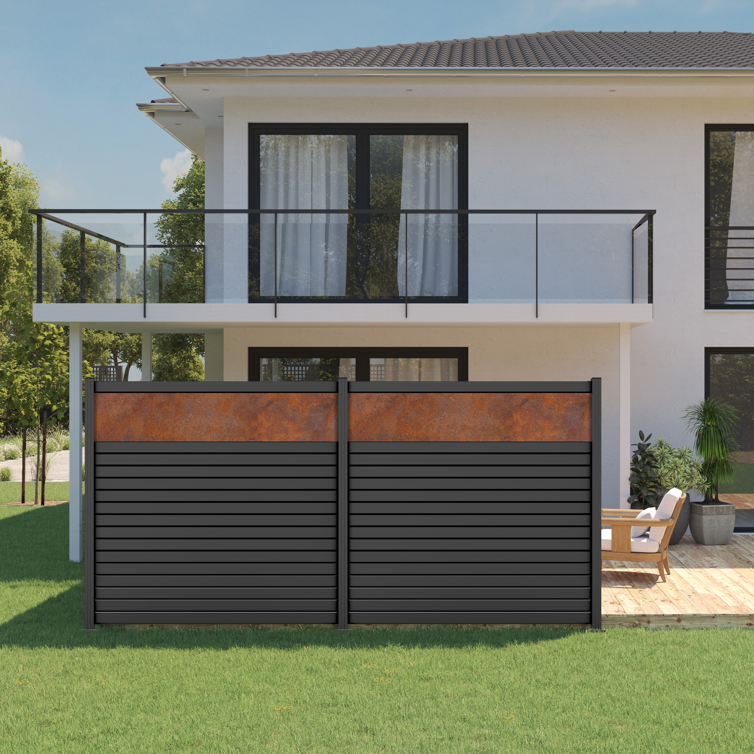 STAKET PRO Gartenzaun »Komplettzaun »Rhombus Mini« Breite 1800 mm + Cortenstahl«, Zaunhöhe 180 cm, Zaunlänge 3,684 - 5,526 m