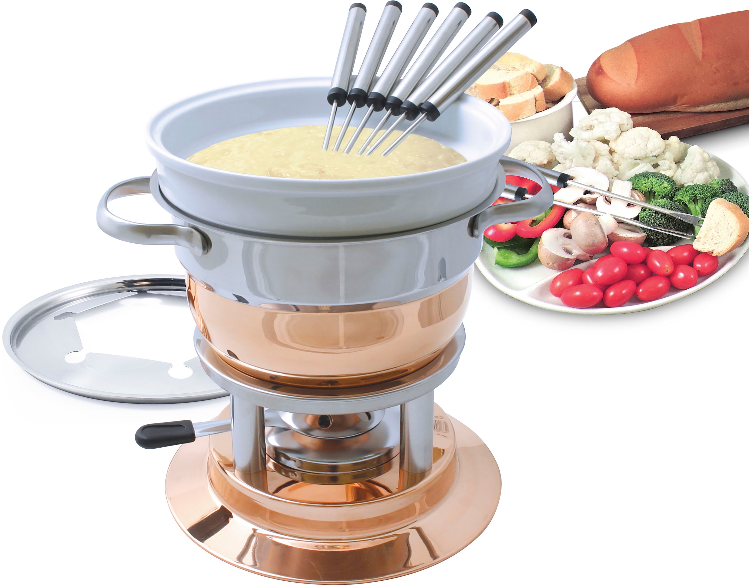 SWISSMAR Fondue »Lausanne«, 11-teilig, inkl. 6 nummerierten Fonduegabeln und Keramikeinsatz