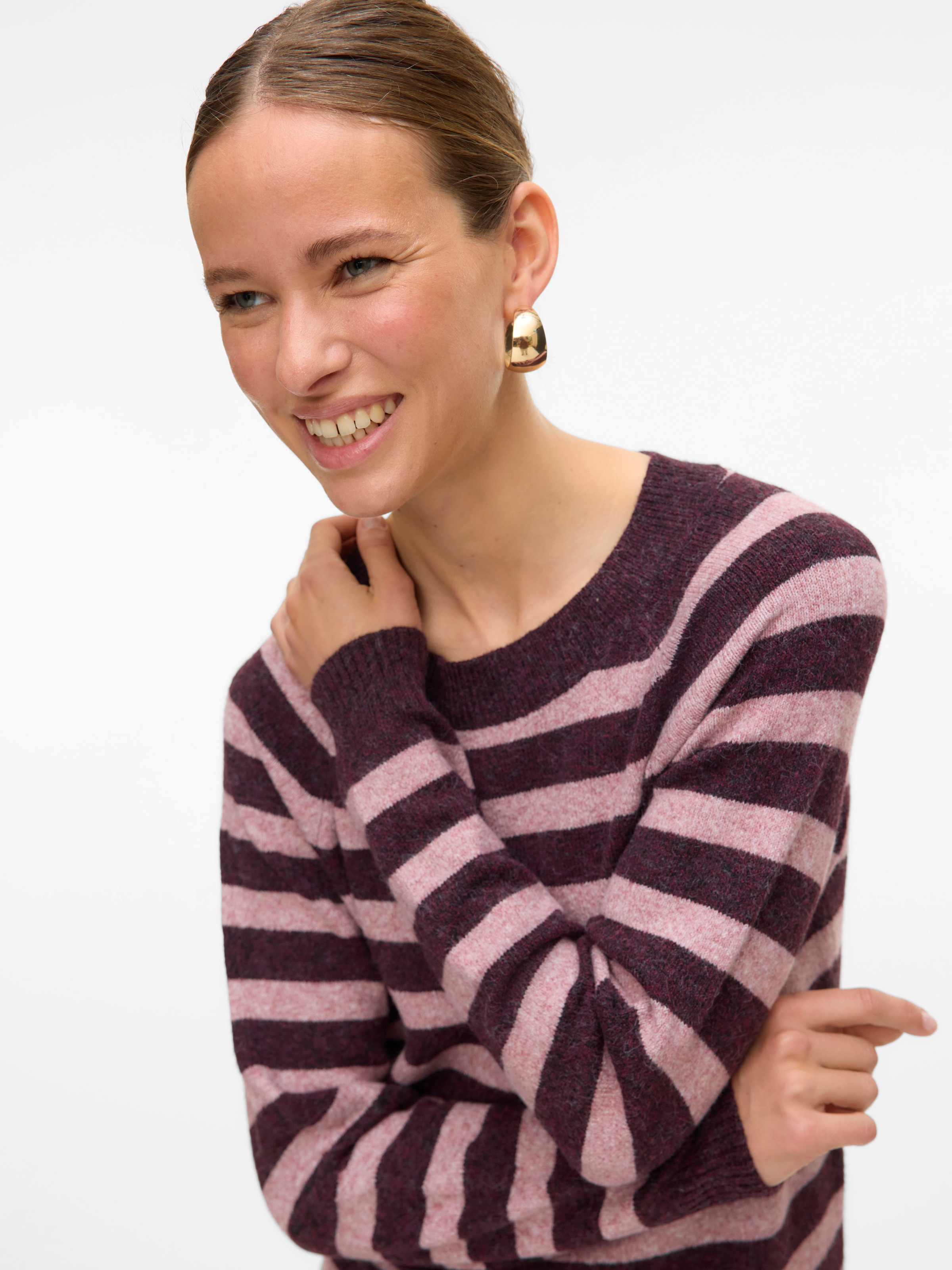 Vero Moda Rundhalspullover »VMDOFFY LS O-NECK BLOUSE GA NOOS« Materialmix, regular fit