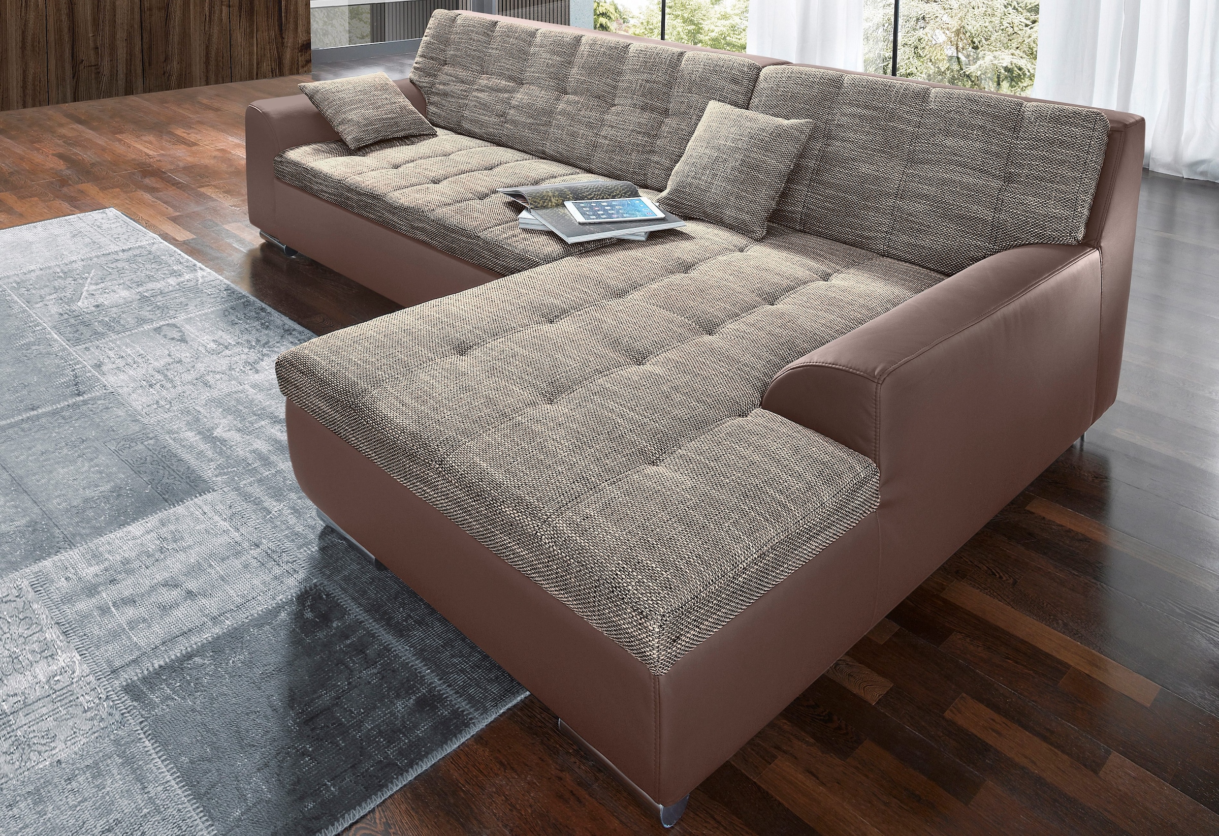 DOMO collection Ecksofa Treviso, wahlweise mit Bettfunktion, incl. Zierkiss günstig online kaufen