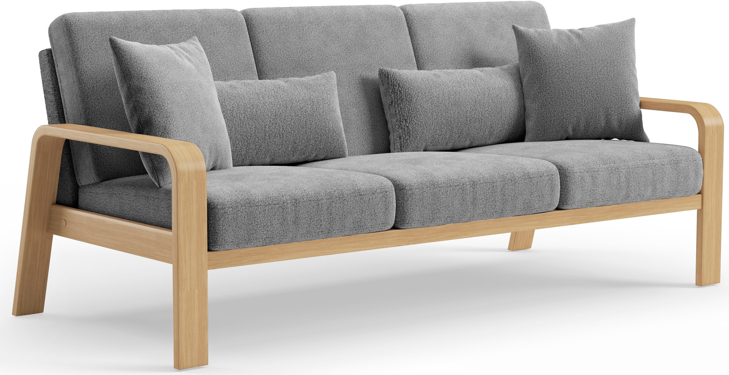 sit&more 3-Sitzer »Kolding«, Armlehnen aus Buchenholz in natur, verschiedene Bezüge und Farben