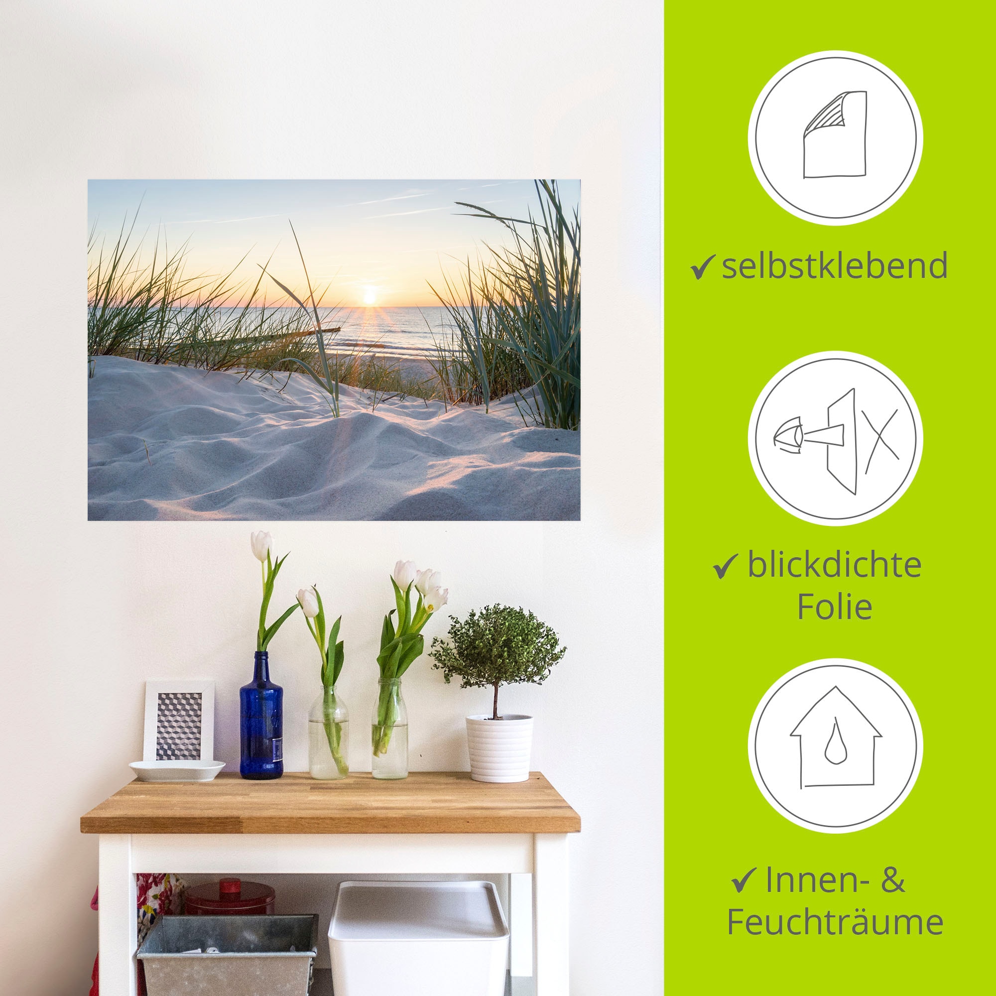 Artland Wandbild »Ostseestrand«, Strand, (1 St.), als Alubild, Outdoorbild, Leinwandbild, Poster, Wandaufkleber