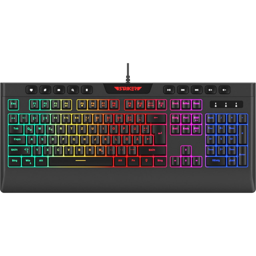 Hyrican Gaming-Tastatur »Striker ST-GKB8115 (Anti-Ghosting, Multimedia-Tasten, RGB)«, (Fn-Tasten-USB-Anschluss-Multimedia-Tasten)