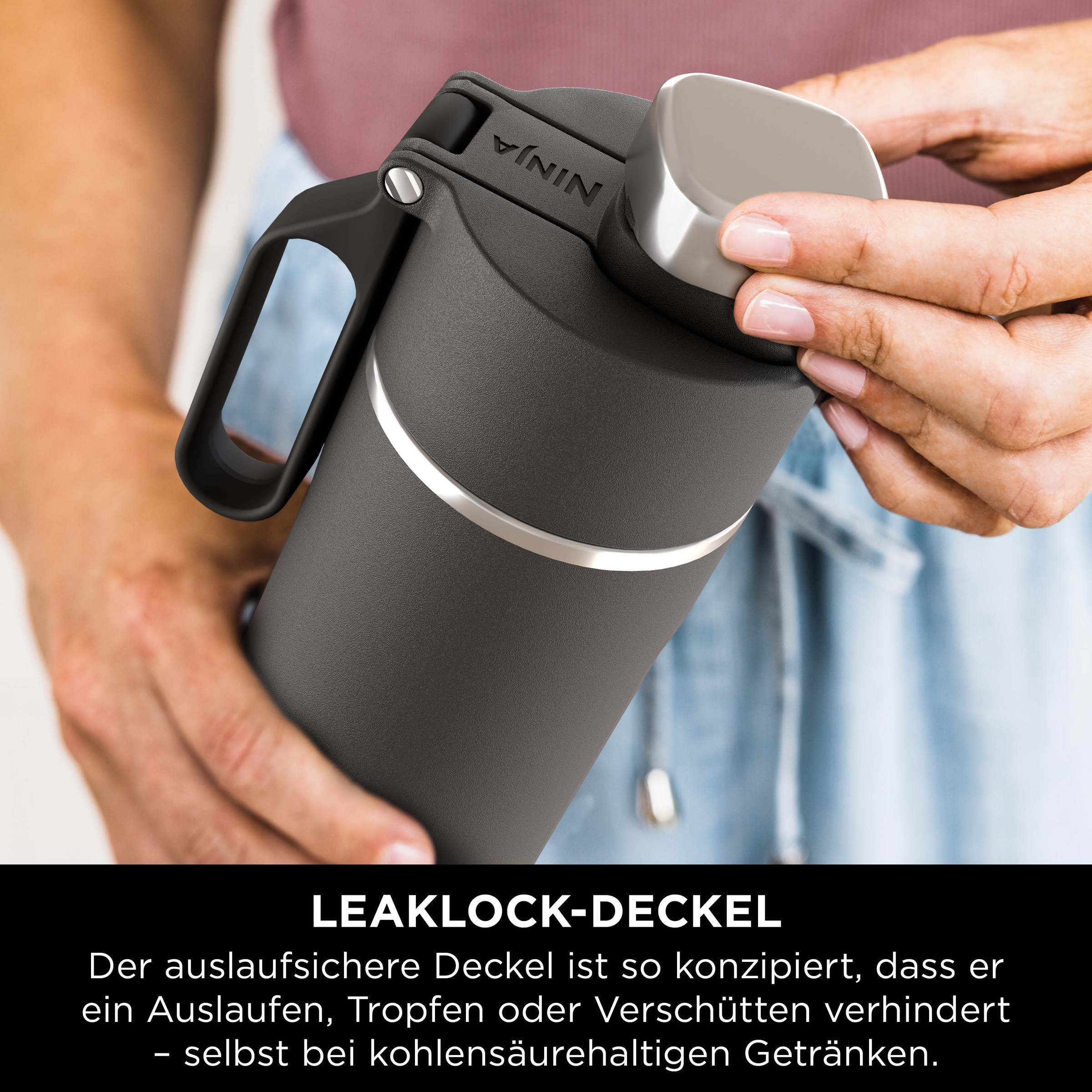 NINJA Isolierflasche »Ninja Thirsti Reiseflasche – 530 ml DW1801EUU / 700 ml DW2401EUU«, Getränke bleiben 24 Stunden kalt, 12 Stunden heiß, Eis hält 2 Tage