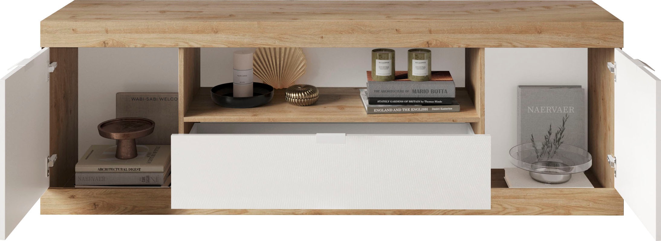 INOSIGN Lowboard »Slim, TV-Bank«, Breite 181 cm, weiß Hochglanz Lack