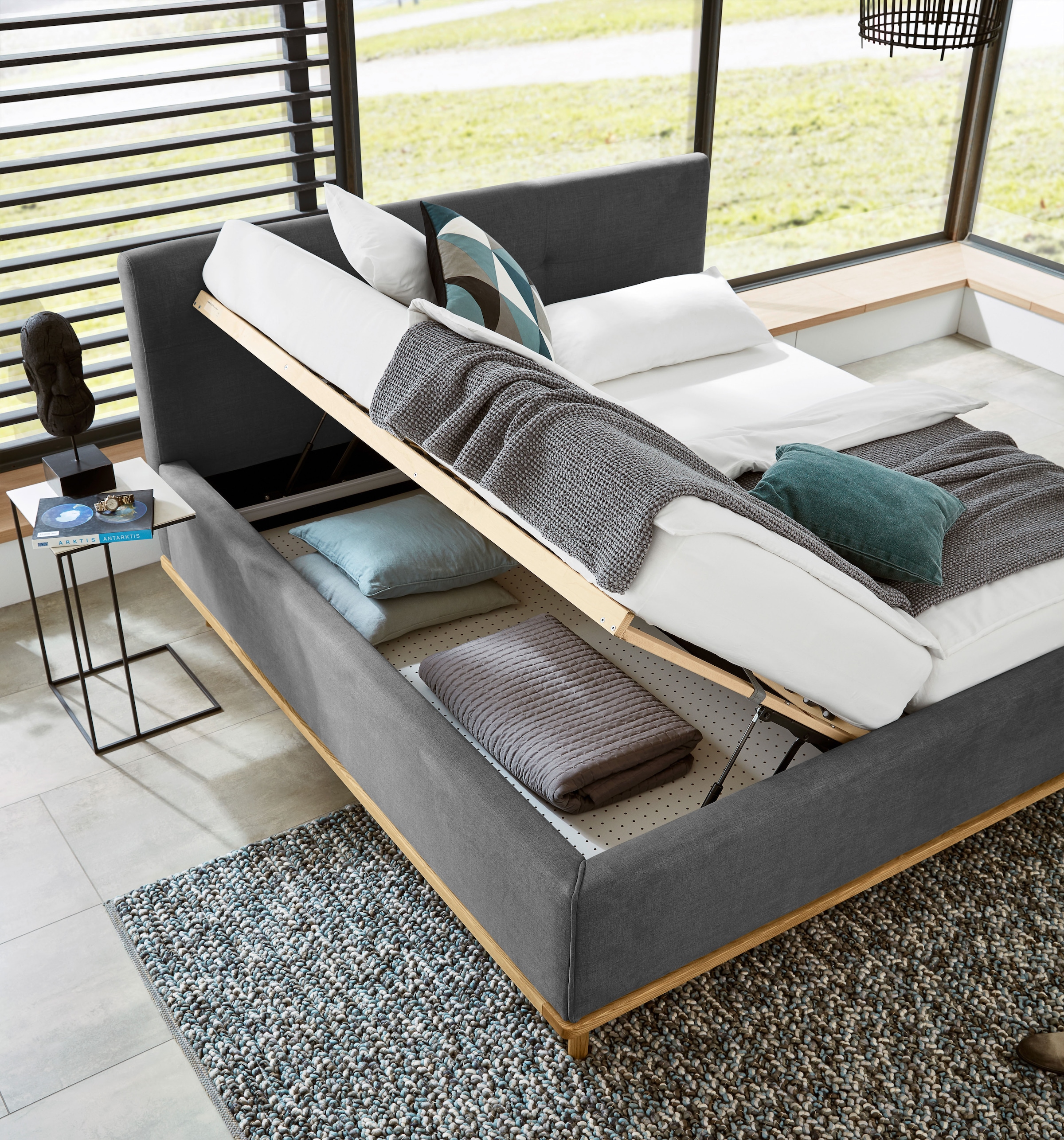 Musterring Polsterbett »Delphi erhältlich in der Breite 160cm und 180cm« Eicherahmen massiv, Kopfteil mit Steppung