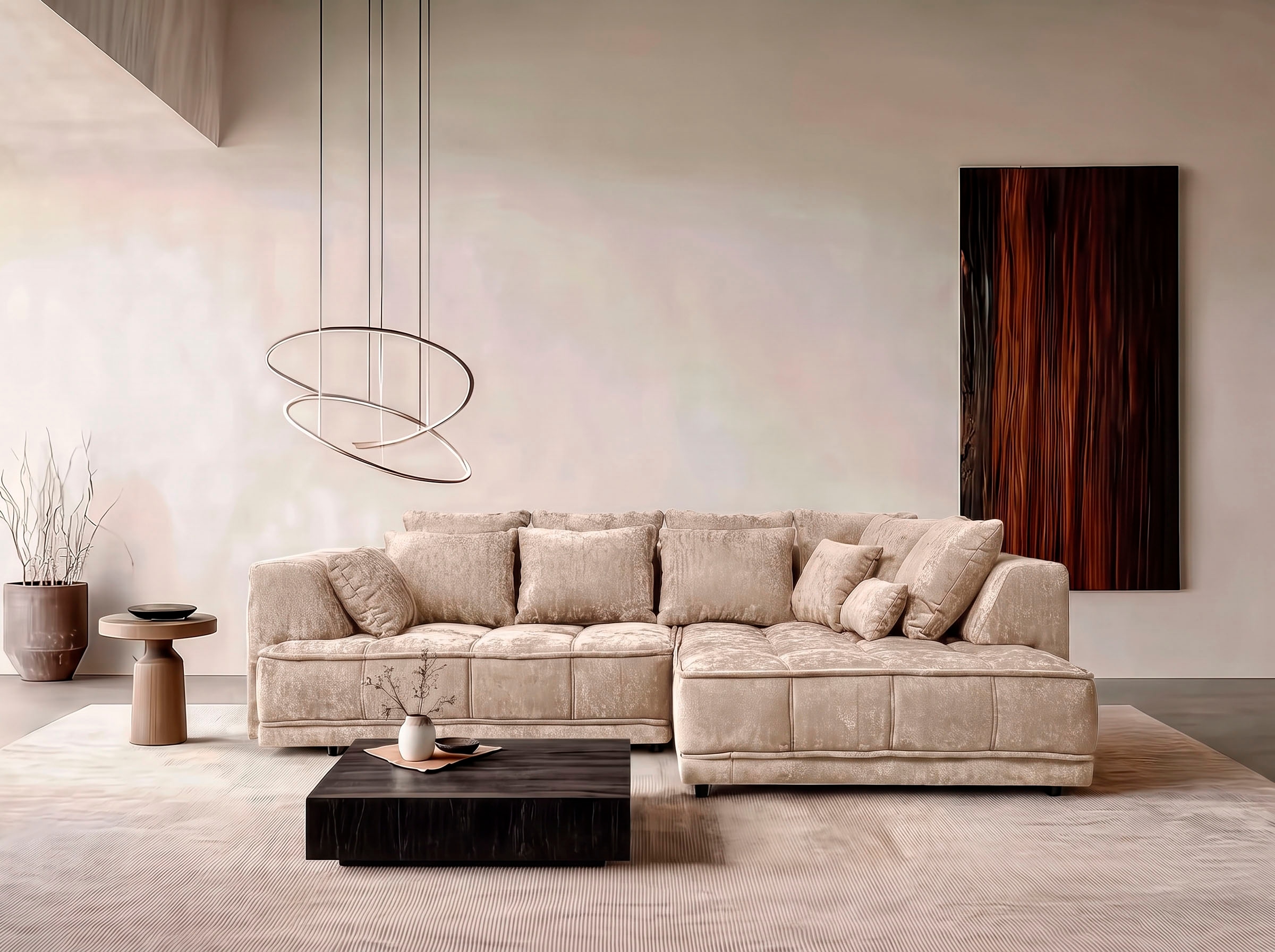 WERK2 Ecksofa »Tiga 207 x 286 cm modern & bequem, elektrisch verstellbare Sitztiefe« Struktur weich, L-Form, elektrische Sitztiefenverstellung