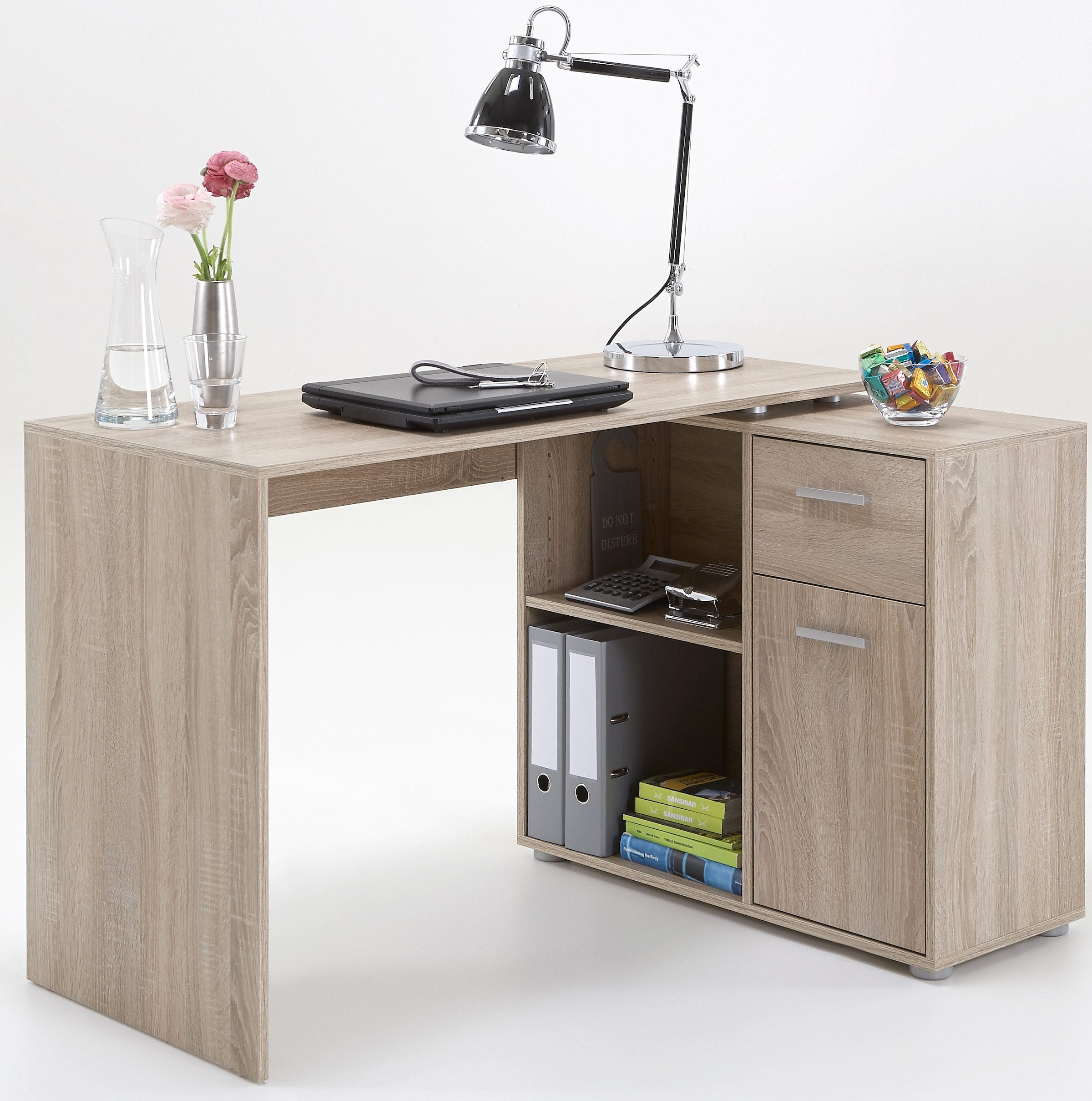 FMD Eckschreibtisch »AUGSBURG«, Schreibtisch/Sideboard m. Stauraum, beidsei günstig online kaufen