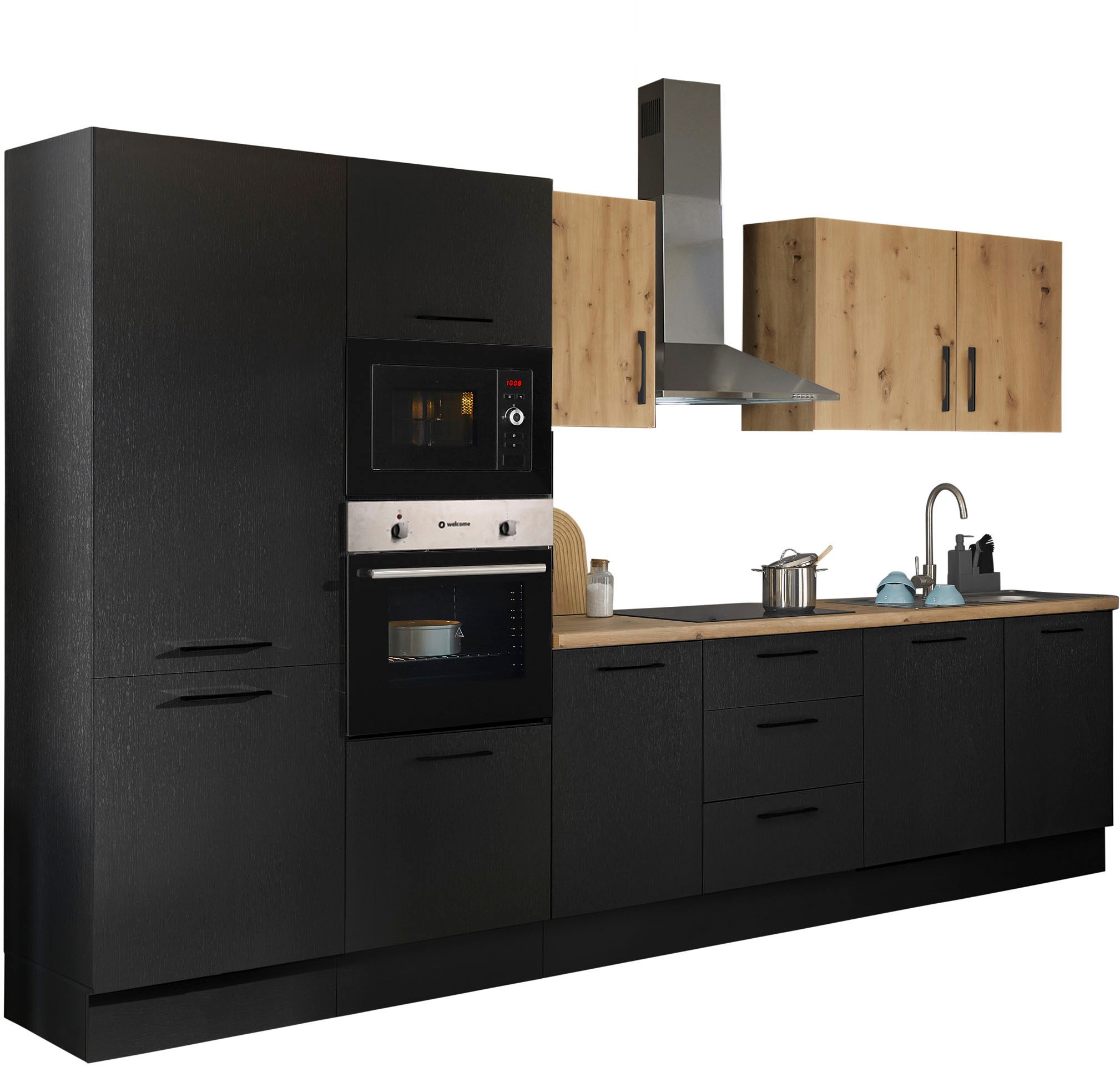 BASIC by Balculina Küchenzeile »Turin«, Breite 340 cm, wahlweise mit E-Geräten