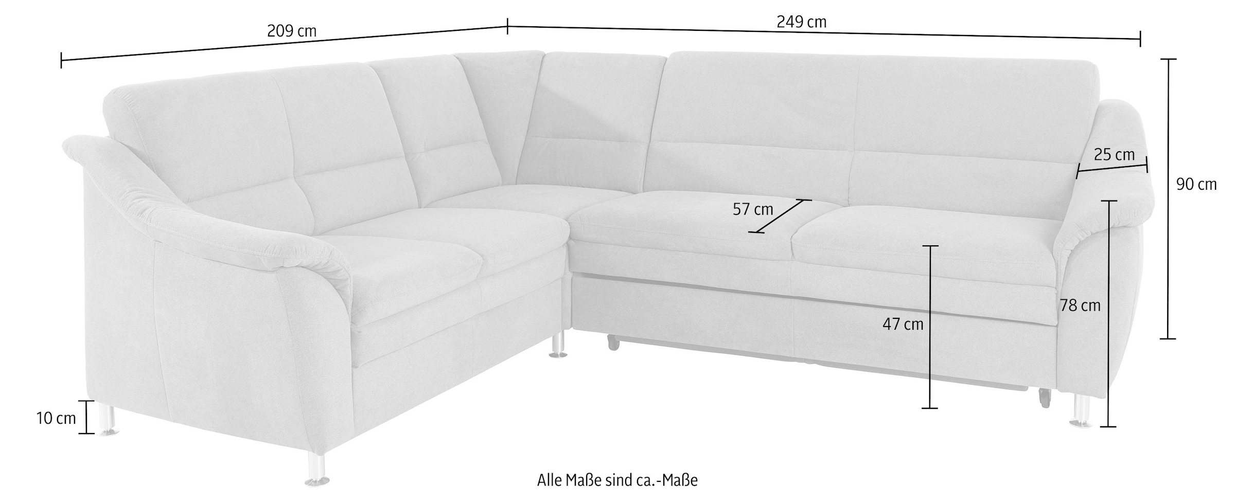 Places of Style Ecksofa »Cardoso L-Form«, Federkern, wahlweise mit Bett, Schubkasten, teilweise Relaxfunktion