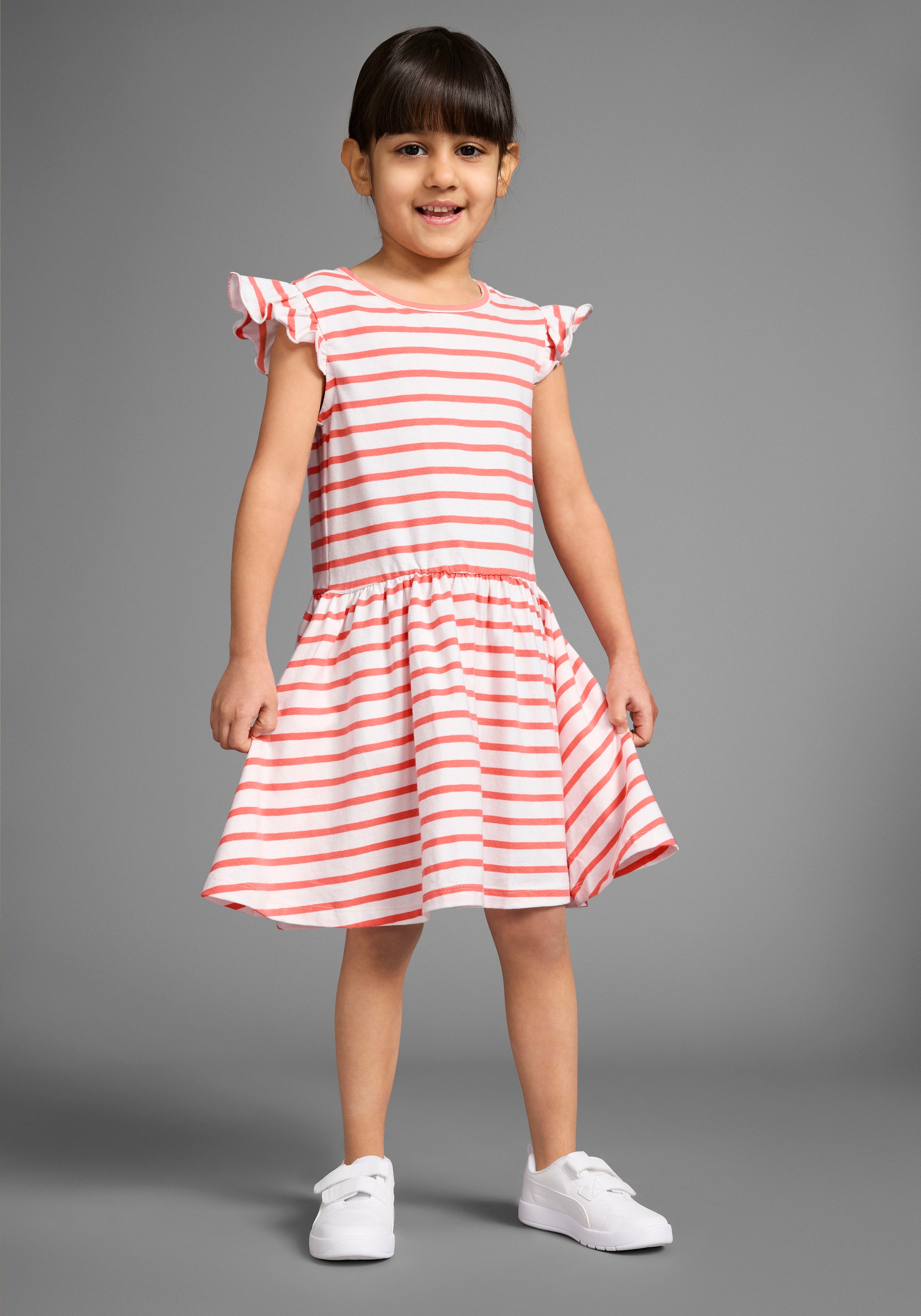 KIDSWORLD Jerseykleid »2er Pack Shirtkleider«, (Packung, 2 tlg.), 1x uni und 1x geringelt