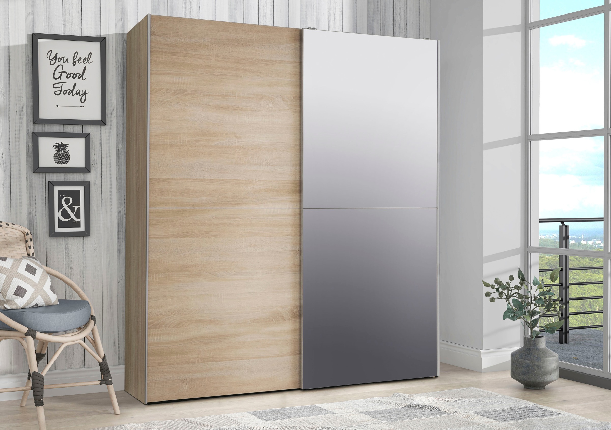 FORTE Schwebetürenschrank »"White Kiss", Made in Europe, ideal für kleine R günstig online kaufen