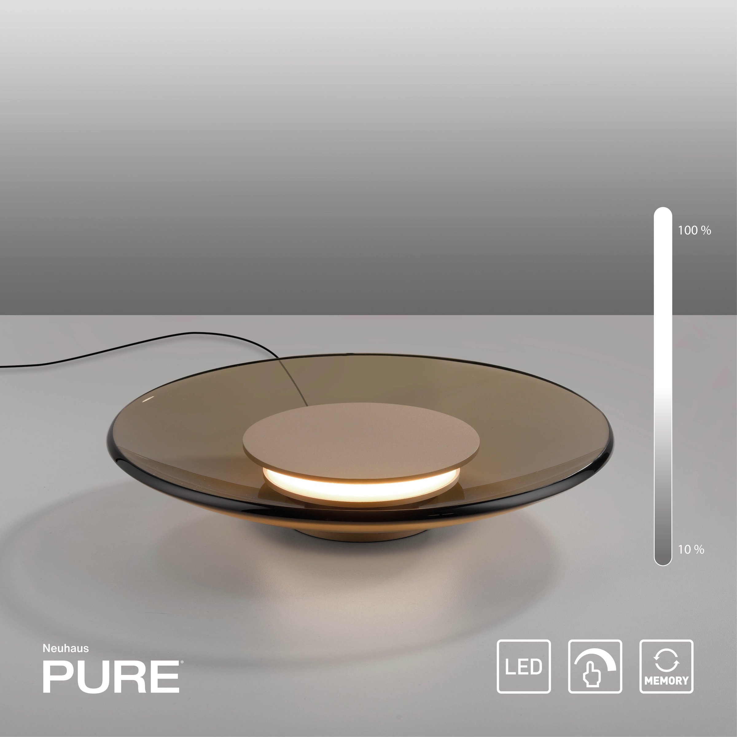 Neuhaus PURE LED Tischleuchte »PURE Moon« LED-Board 1 Stk. Warmweiß Stufenloses dimmen per Touchdimmer, Glas amberfarben