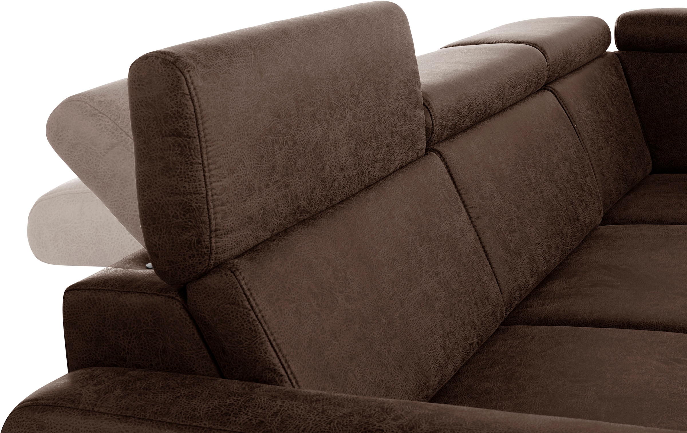 sit&more Ecksofa »Bologna L-Form«, Kopfteilverstellung, wahlweise mit Bettfunktion und Schubkasten
