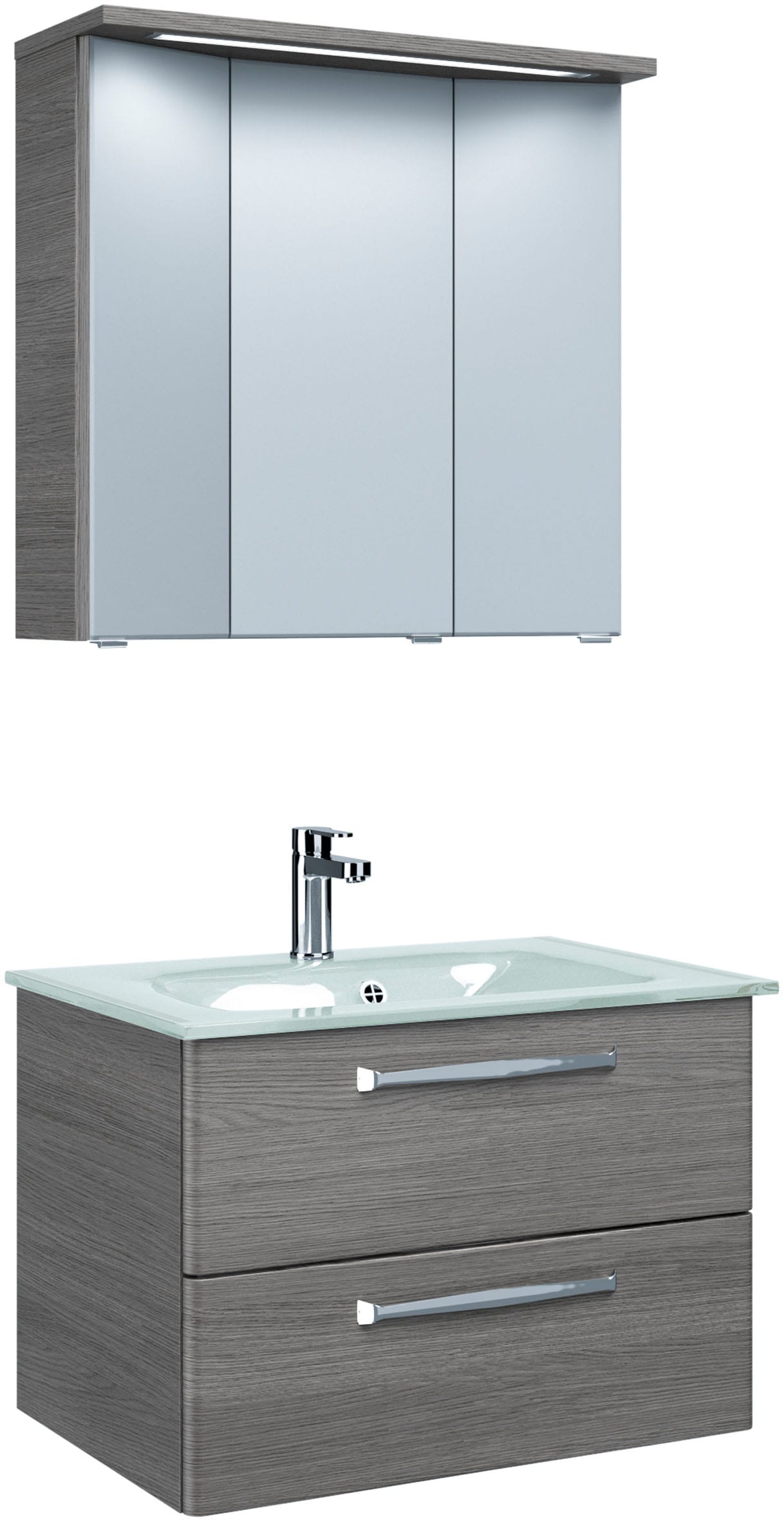 Saphir Badmöbel-Set »Trentino 2-teilig Glas-Waschtisch mit LED-Spiegelschra günstig online kaufen