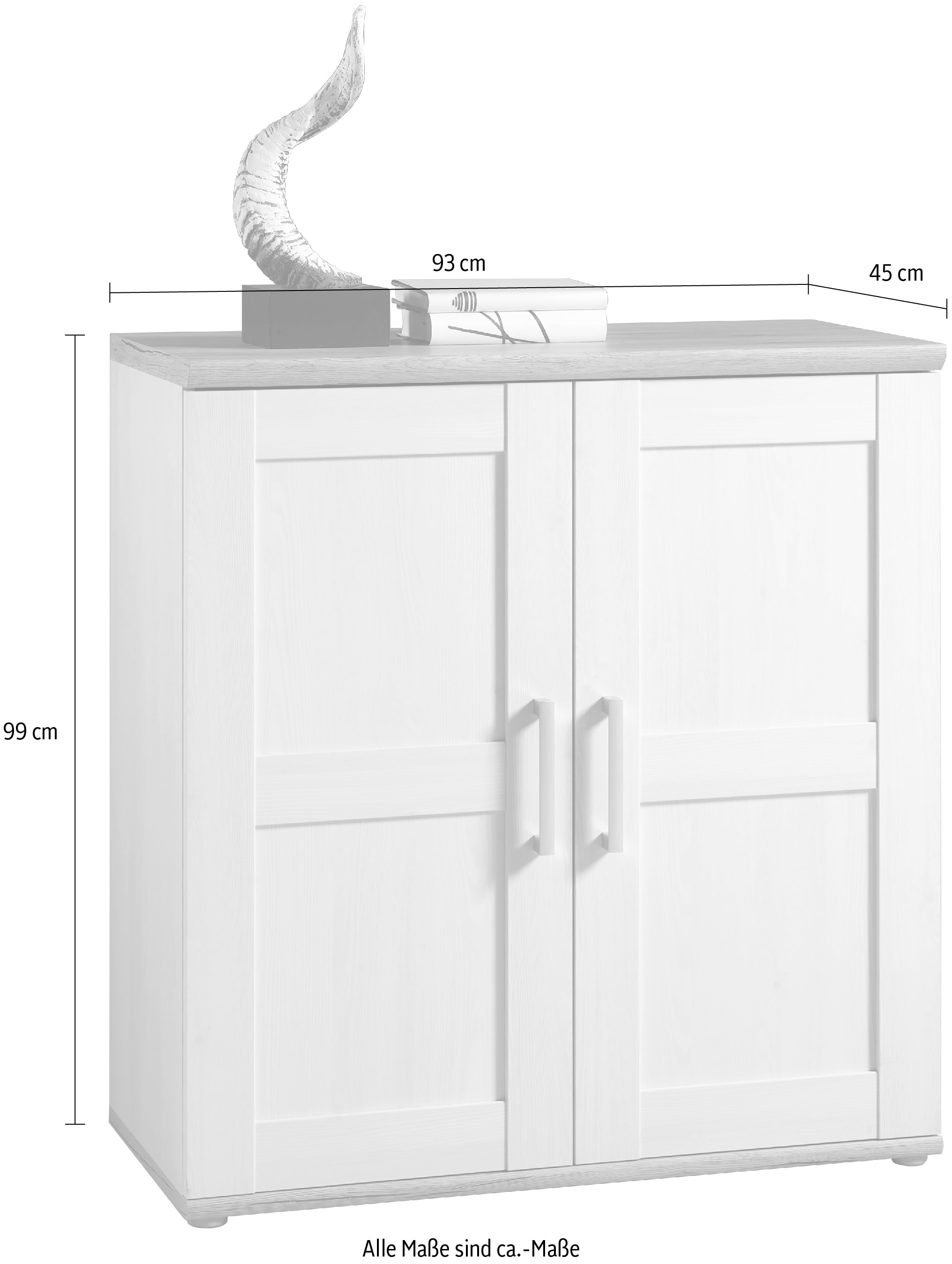 HBZ Kommode »Romance im Landhaustil, BxHxT 93x99x45 cm«, Schrank mit 2 Türen und 2 Einlegeböden