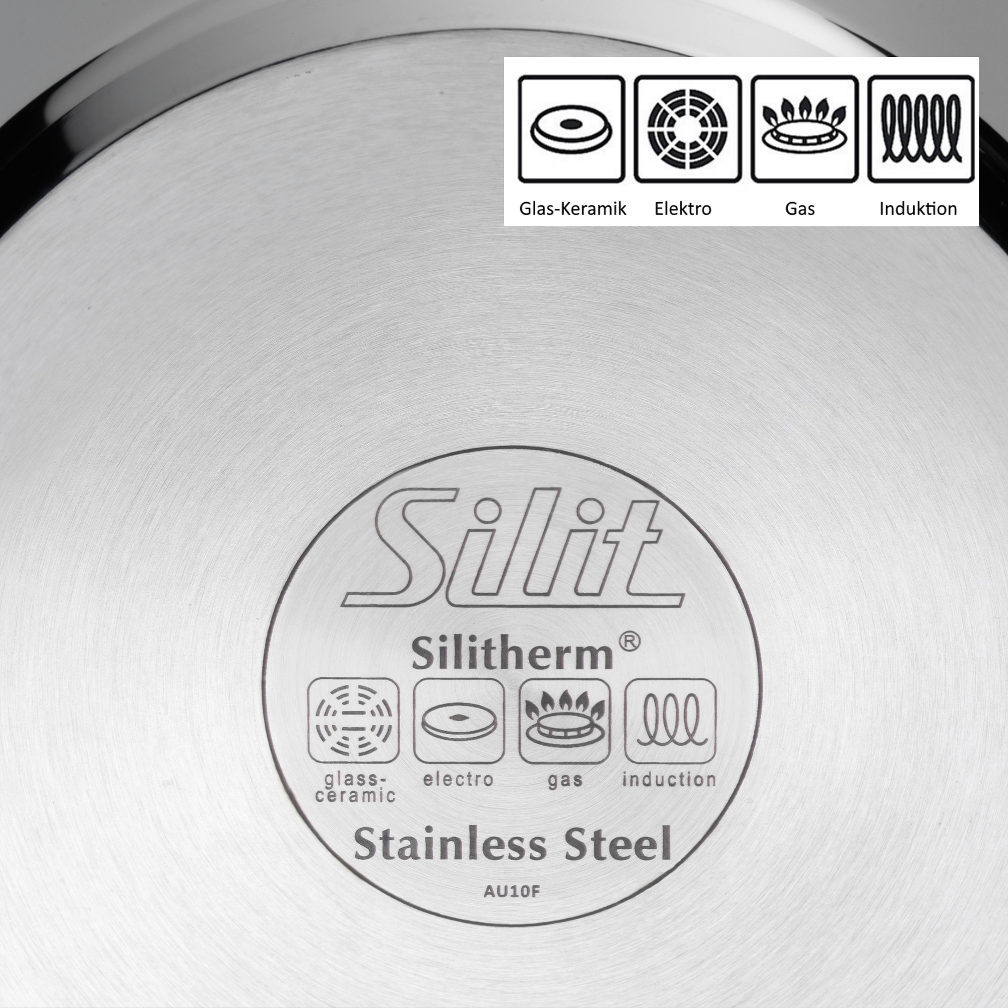 Silit Topf-Set »Toskana«, Edelstahl 18/10, (Set, 14 tlg., mit Milchtopf und Dampfgareinsatz), Silitherm-Allherdboden, induktionsgeeignet, spülmaschinengeeignet