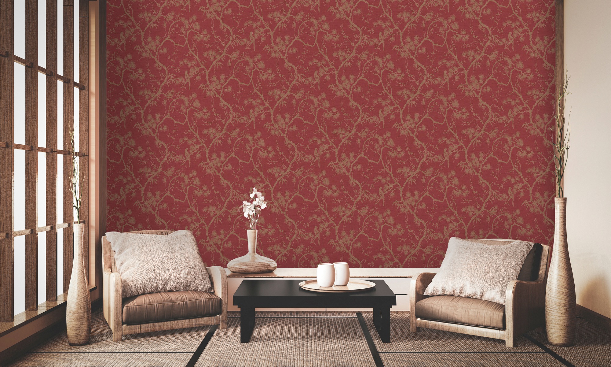 living walls Vliestapete »Metropolitan Stories, Mio Tokio«, asiatisch-floral-Motiv, Baum Tapete Blumen Tapeten Wohnzimmer Schlafzimmer Küche Design Optik
