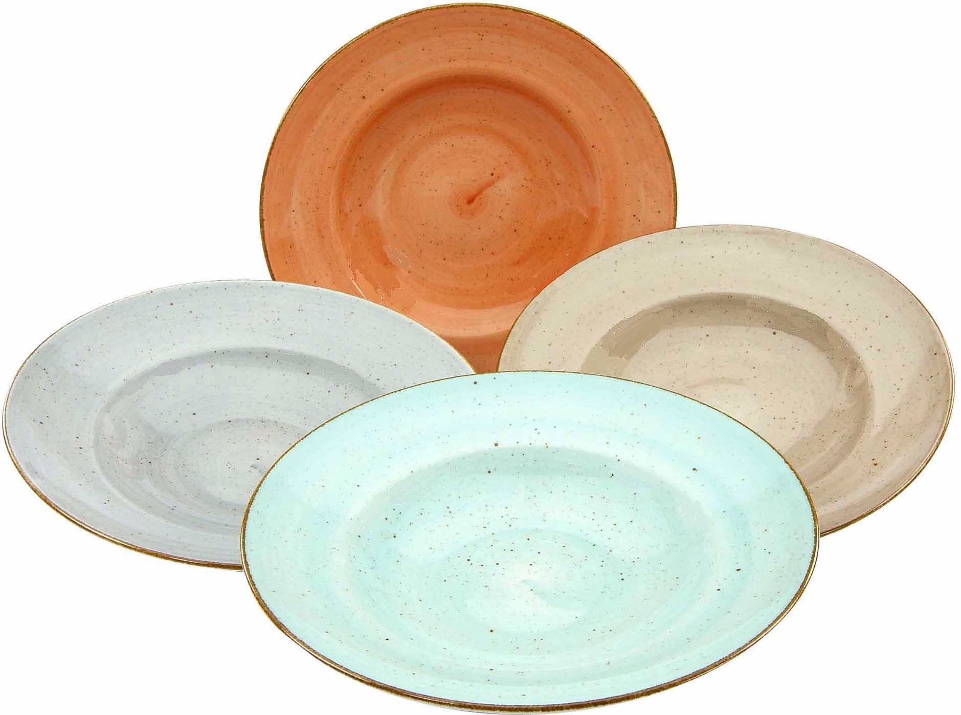 CreaTable Pastateller »Essteller VINTAGE NATURE« Teller Set für 4 Personen, günstig online kaufen