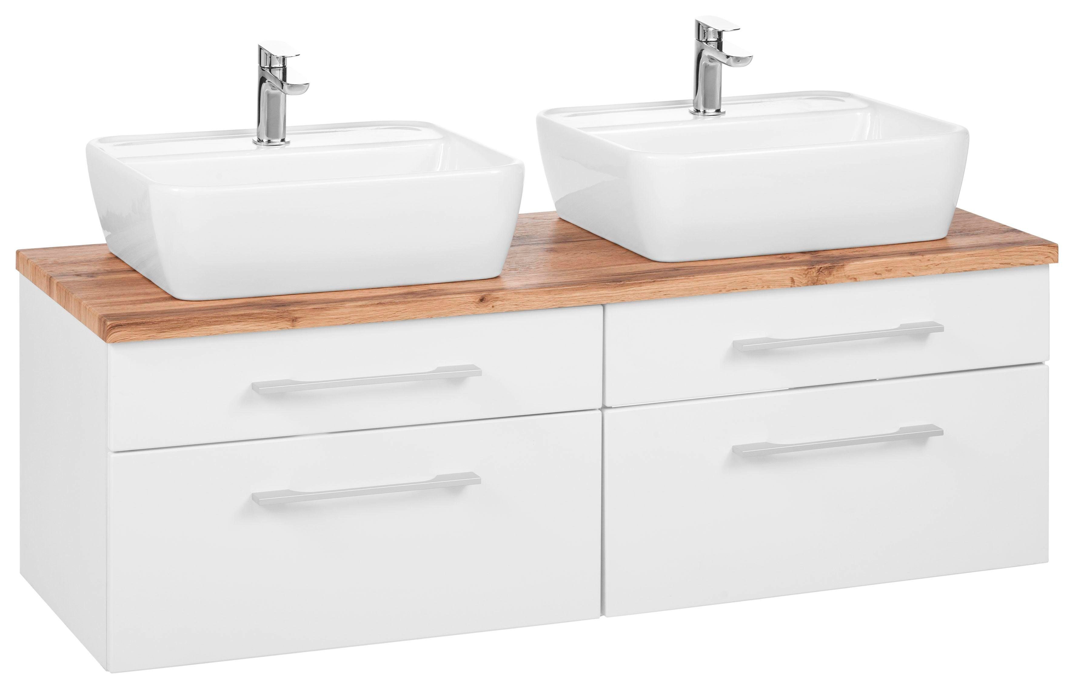 Waschbeckenunterschrank „Davos“, Bad, Waschtisch inkl. Waschbecken, Breite 120 cm, weiß B/H/T: 120 cm x 55 cm x 47 cm