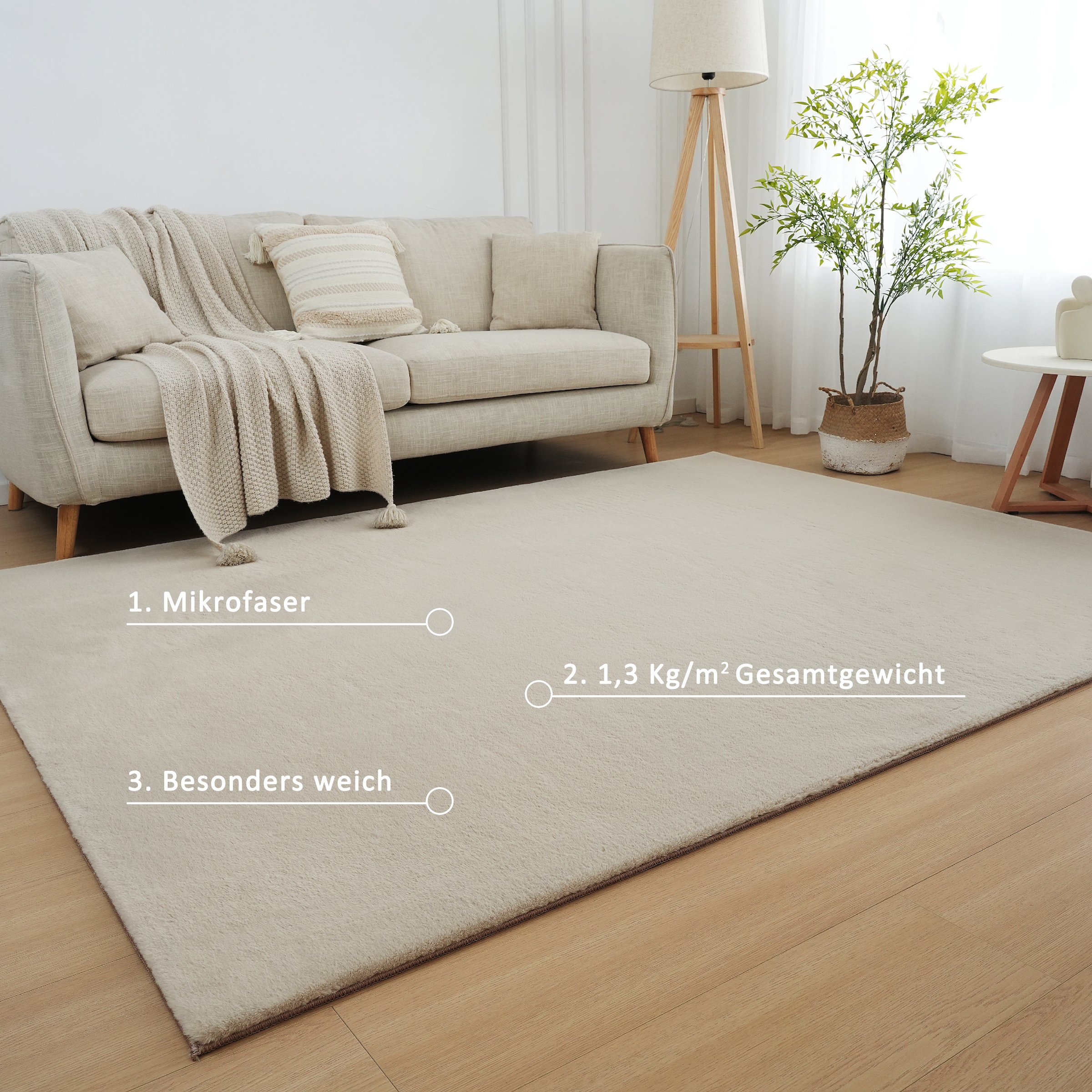 Leonique Fellteppich »Balu«, rechteckig, 20 mm Höhe, Kunstfell in Kaninchenfell Haptik, fußbodenheizungsgeeignet, pflegeleicht, ideale Teppiche für Wohnzimmer, Schlafzimmer, Esszimmer, Arbeitszimmer