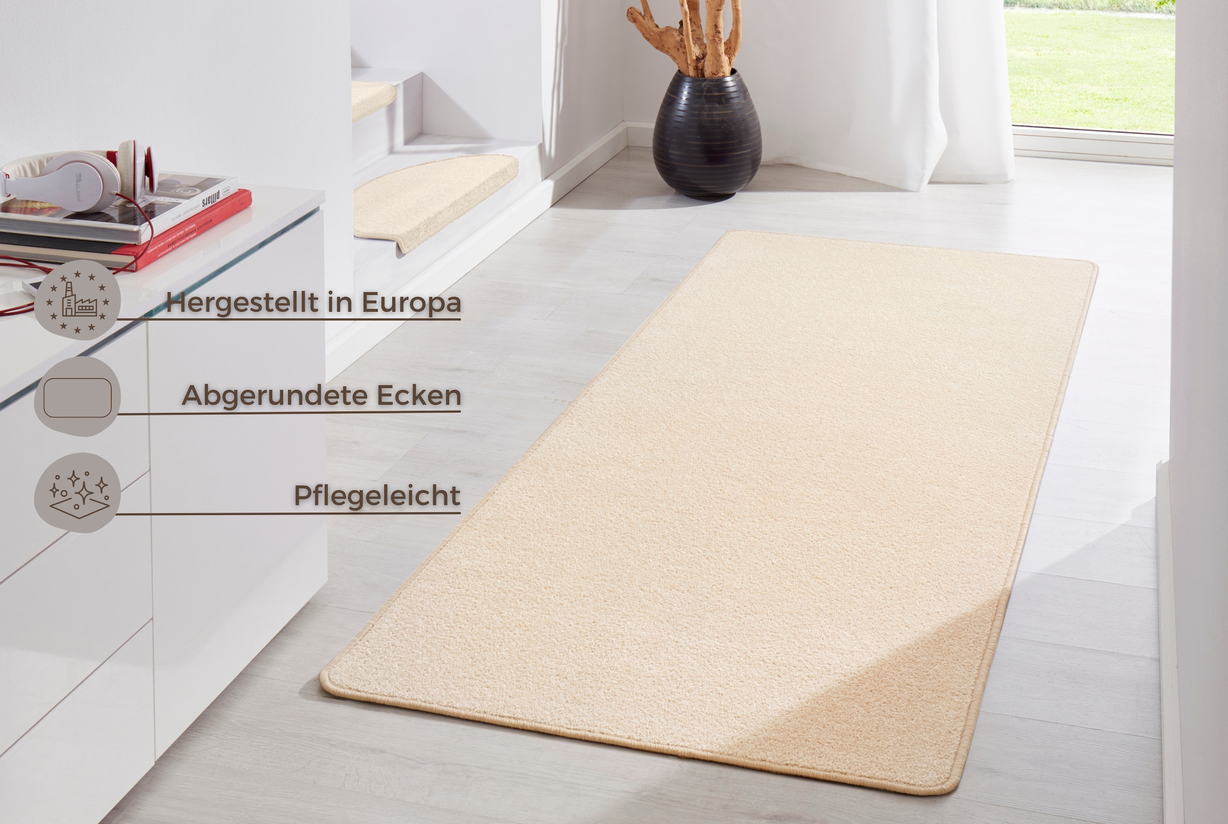 HANSE Home Teppich »Fancy«, rechteckig, 7 mm Höhe, Kurzflor, Läufer, uni, gekettelt, Wohnzimmer, Schlafzimmer, Esszimmer