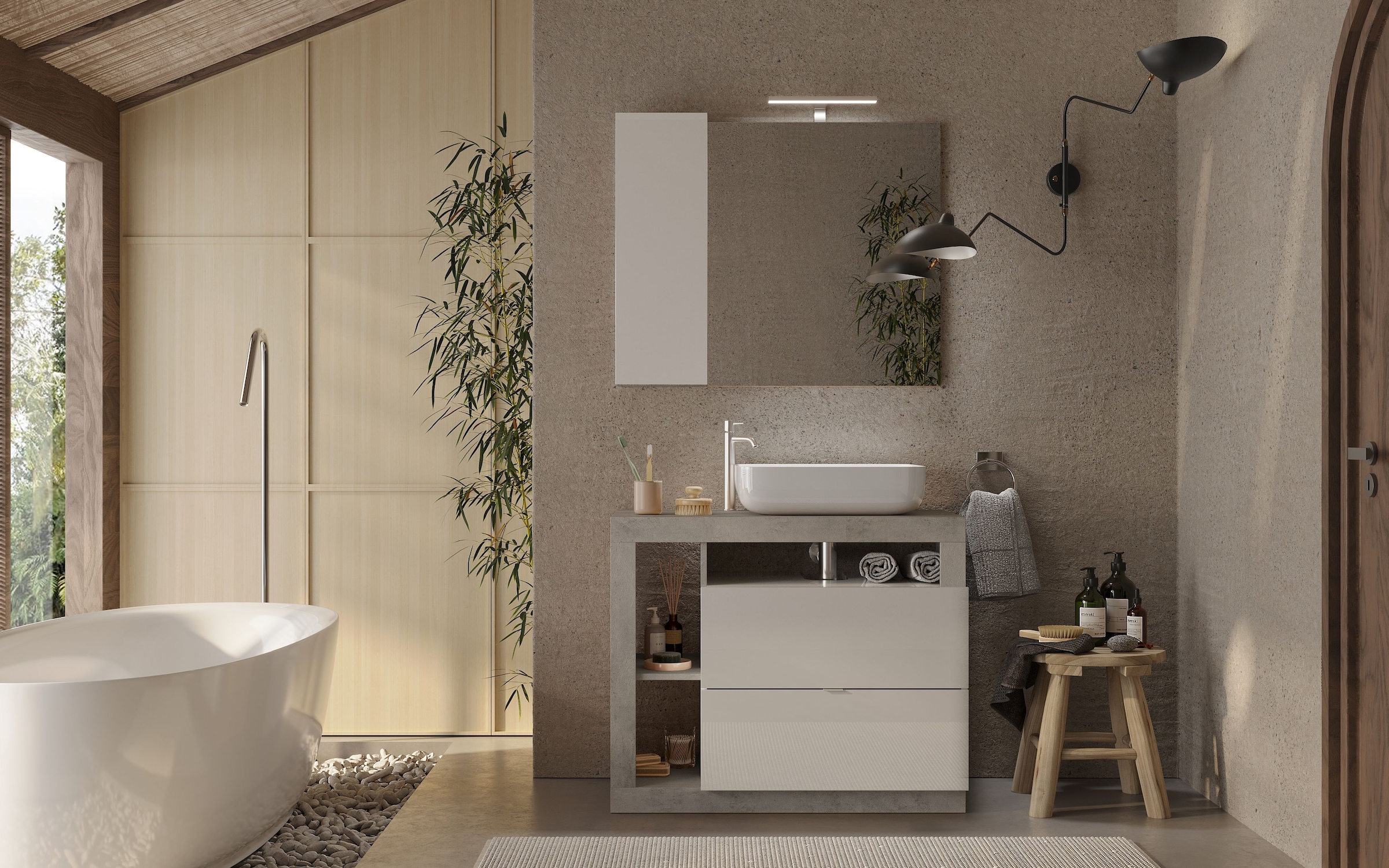 welltime Badmöbel-Set »Hamburg, Badezimmerset 2tlg. Breite 92 cm, Badmöbel, günstig online kaufen