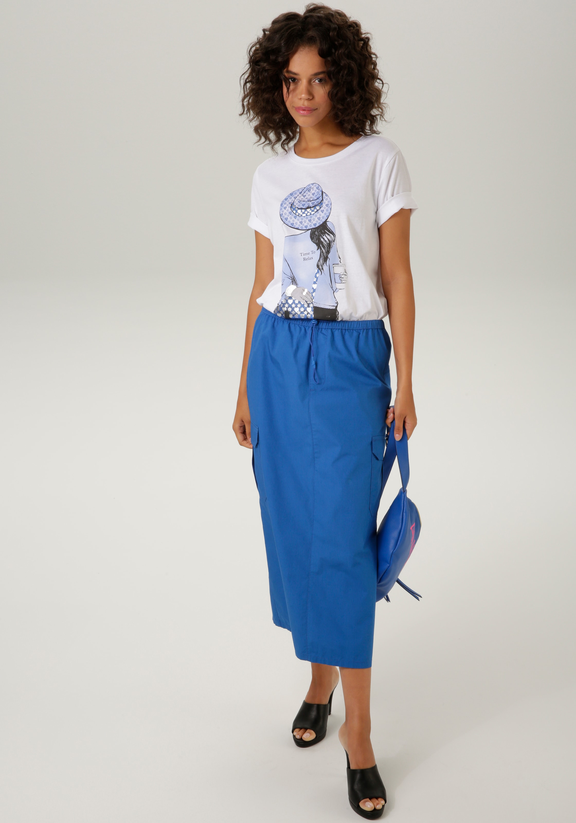 Aniston CASUAL T-Shirt mit silberfarbenem Folienprint verzierter Frontdruck