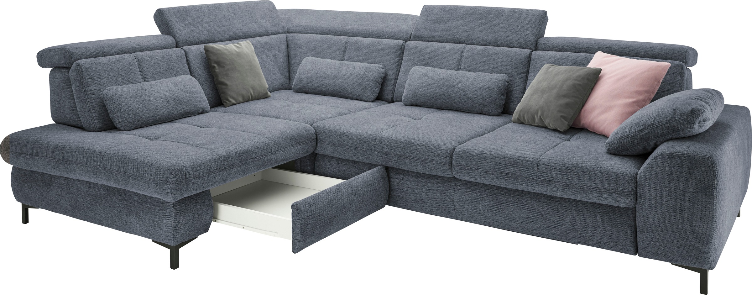 set one by Musterring Ecksofa »SO 3400 Sitzhöhe 47cm oder 49cm, Sitztiefe verstellbar, B/T 317/220 cm«, Kaltschaumpolsterung, Flachgewebe, whlw. mit Funktionen, Sitzhöhe 47