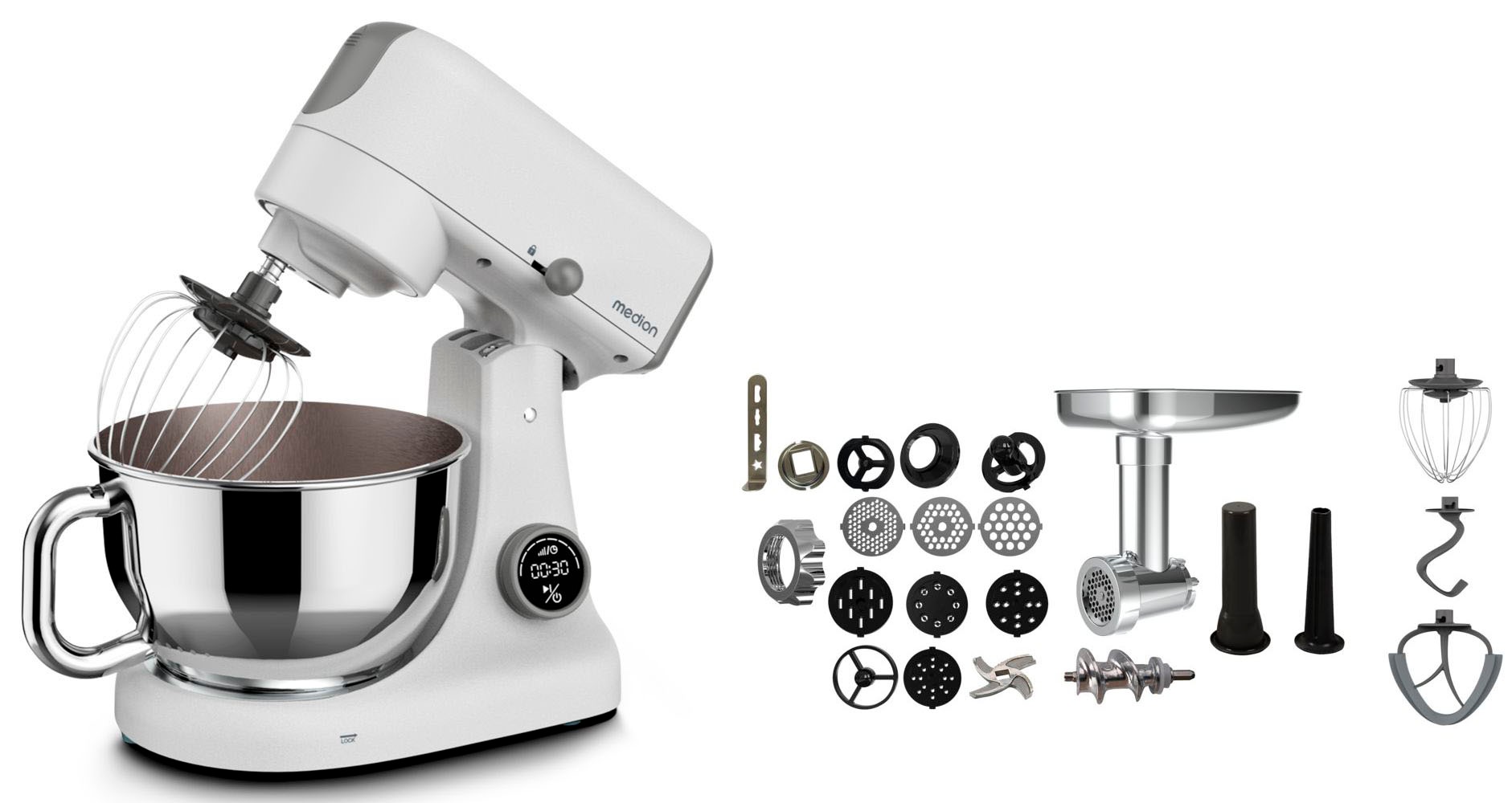Medion® Küchenmaschine »MD 12600, 8 Geschwindigkeitsstufen, Impulsfunktion, günstig online kaufen