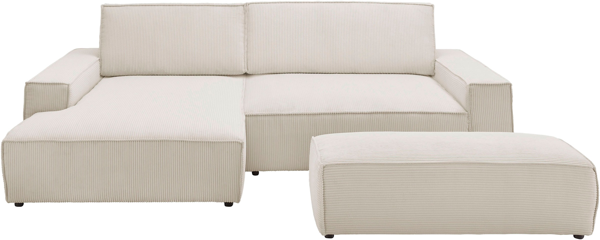 Home affaire Polsterecke »NEU: SHERWOOD XXL tief, L-Form mit Schlaffunktion, Big-Sofa mit Hocker«, (Set, 2 St.), stellbar zum Schlafsofa (Krokodilverbinder), Cord, Leinenoptik