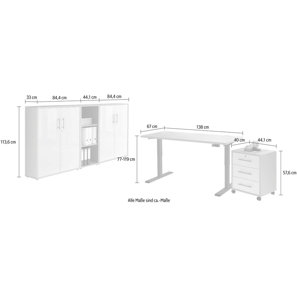 BMG Möbel Büromöbel-Set »Tabor«, (Set, 5 tlg.)