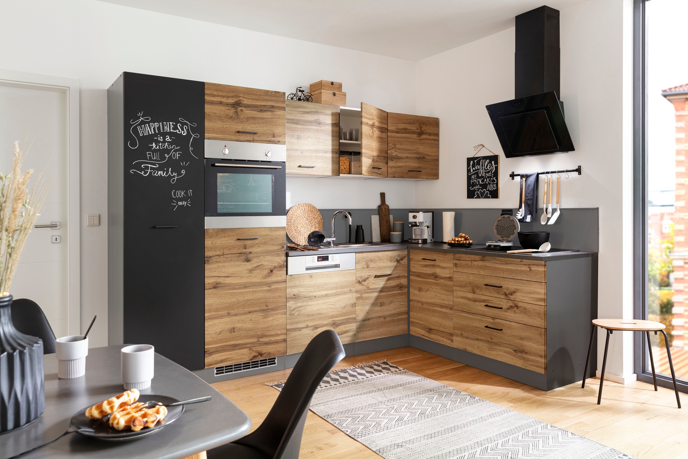 KOCHSTATION Küchenzeile »KS-Trier«, mit E-Geräten, Stellbreite 280/190 cm günstig online kaufen