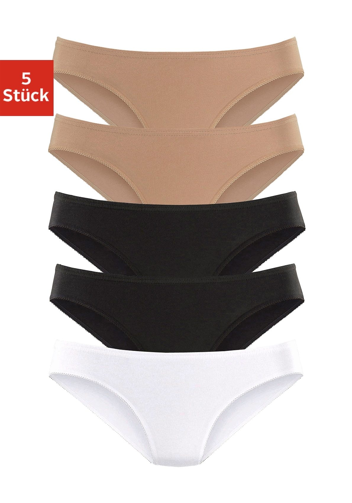 petite fleur Bikinislip, (5er-Pack), aus elastischer Baumwolle