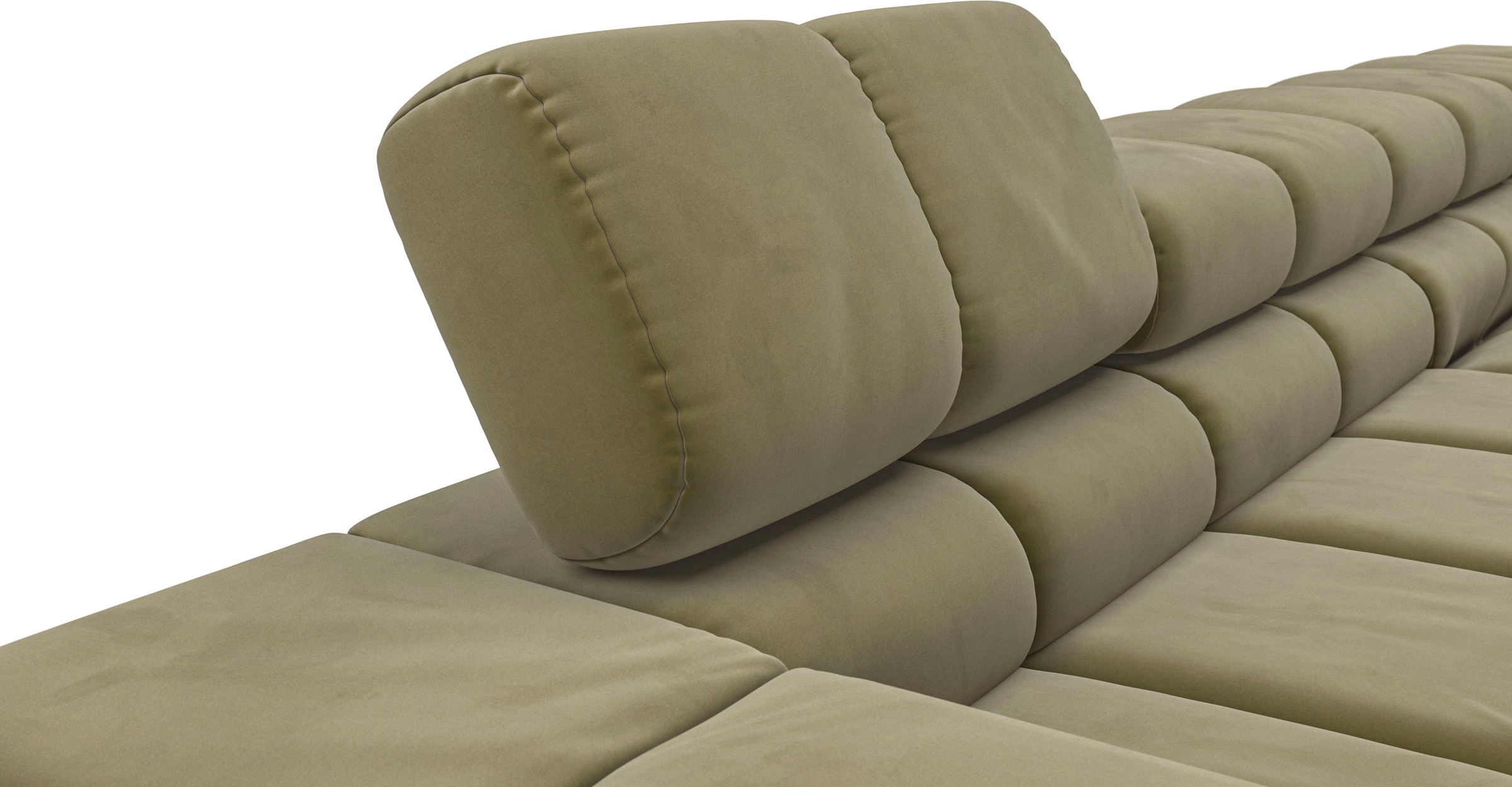 INOSIGN Ecksofa »Ancona New, wahlweise motorische Sitztiefenverstellung, auch in Cord«, feine Steppung, mit Kopfteilverstellung, 3 Zierkissen, L-Form