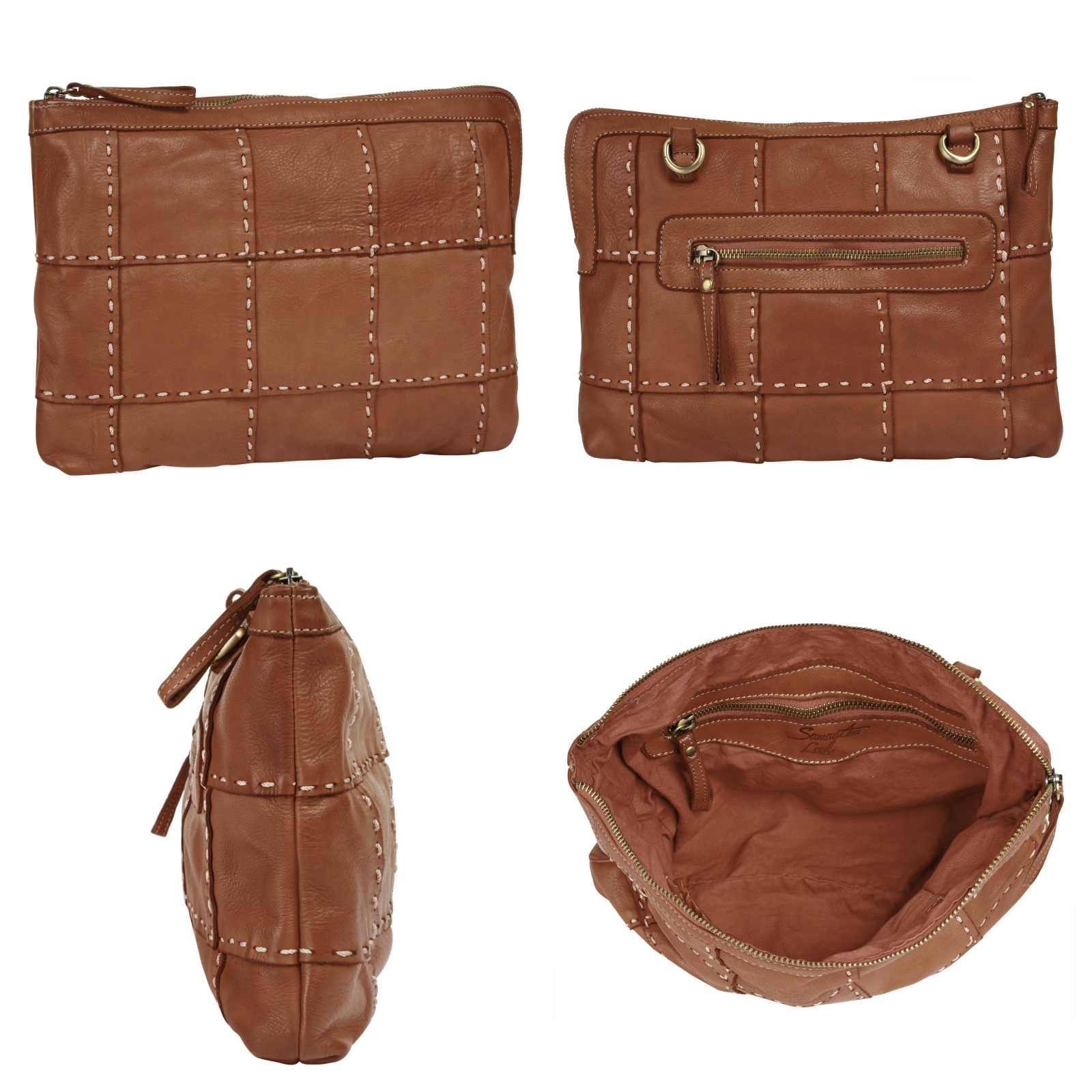 Samantha Look Umhängetasche echt Leder, Made in Italy