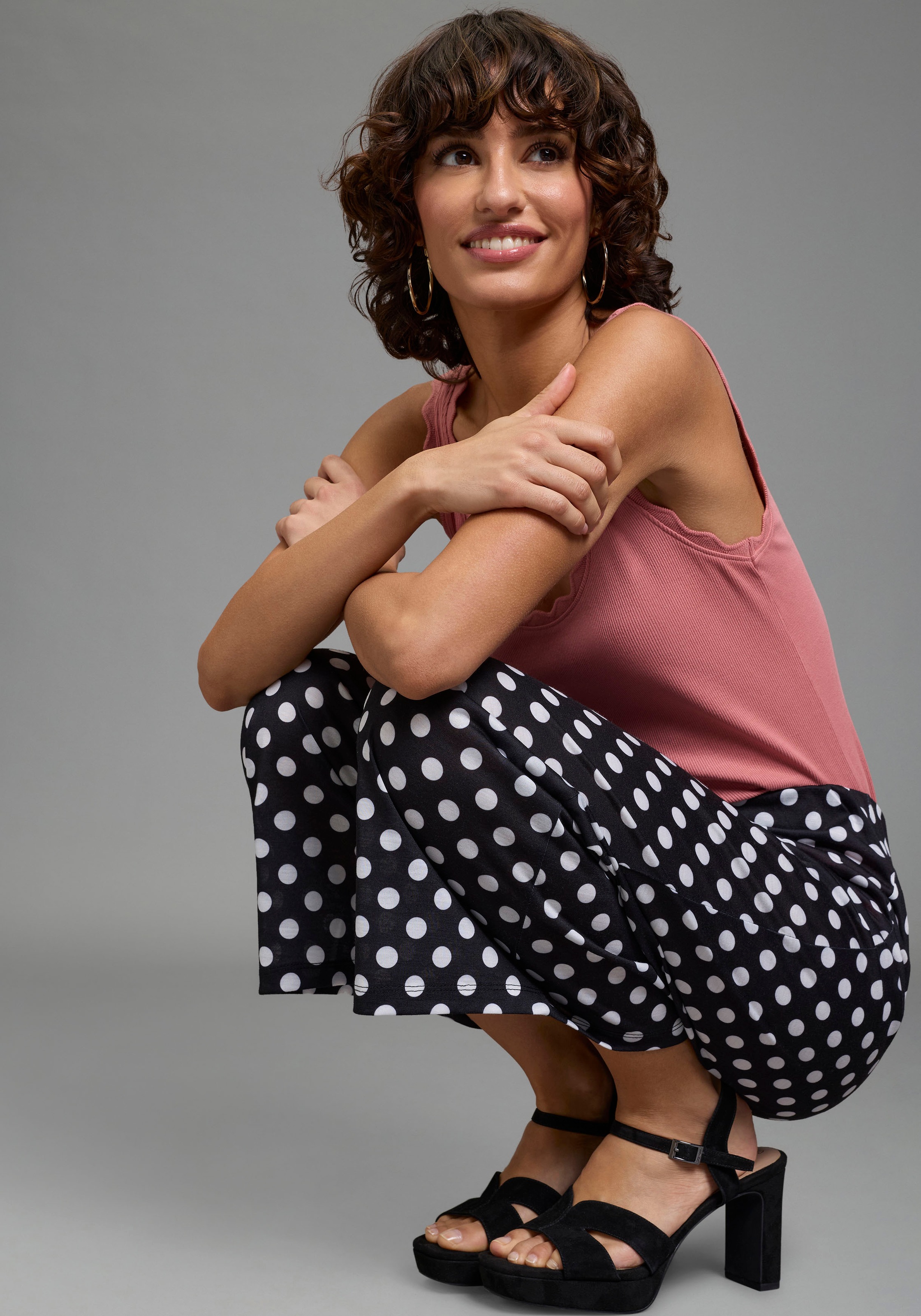 Laura Scott Tanktop hüftlang, mit Rundhalsausschnitt, aus Baumwolle und Elasthan