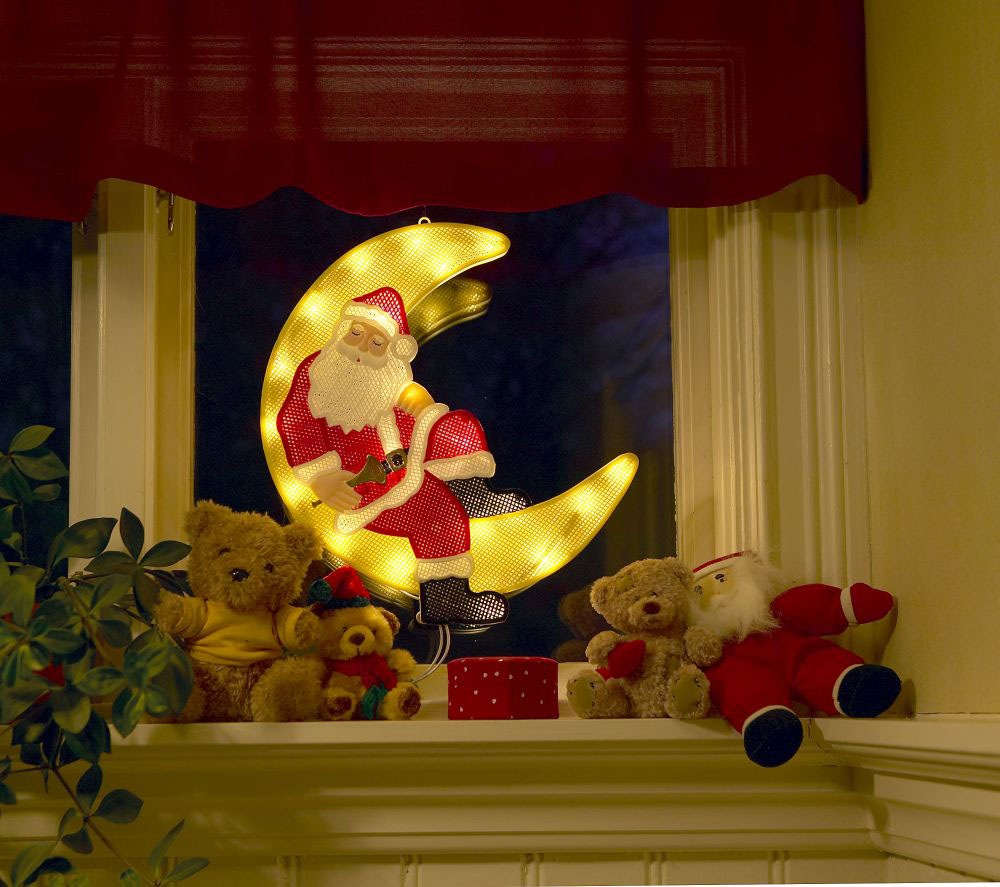 KONSTSMIDE LED Fensterbild »LED Fensterbild Weihnachtsmann im Mond, Höhe ca. 39,5 cm«, 20 warm weiße Dioden