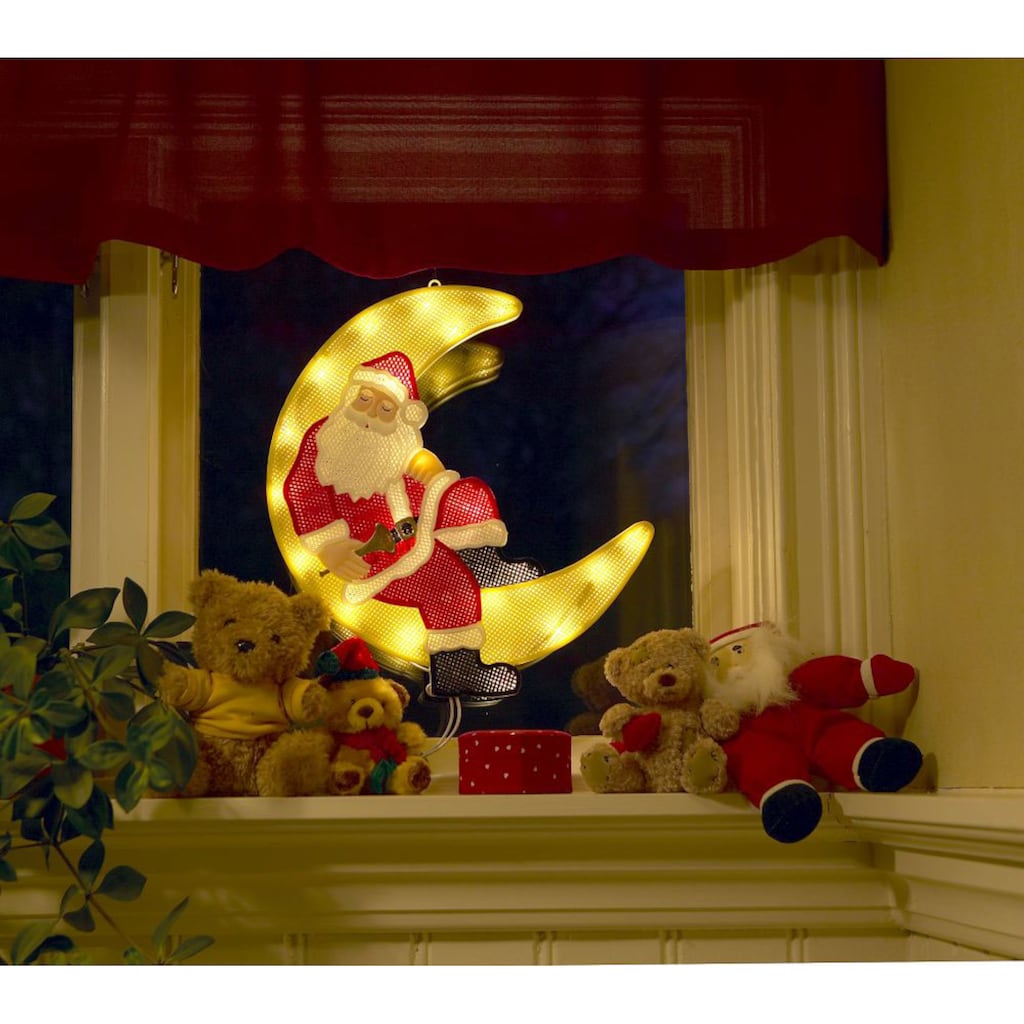 KONSTSMIDE LED Fensterbild »LED Fensterbild Weihnachtsmann im Mond, Höhe ca. 39,5 cm«