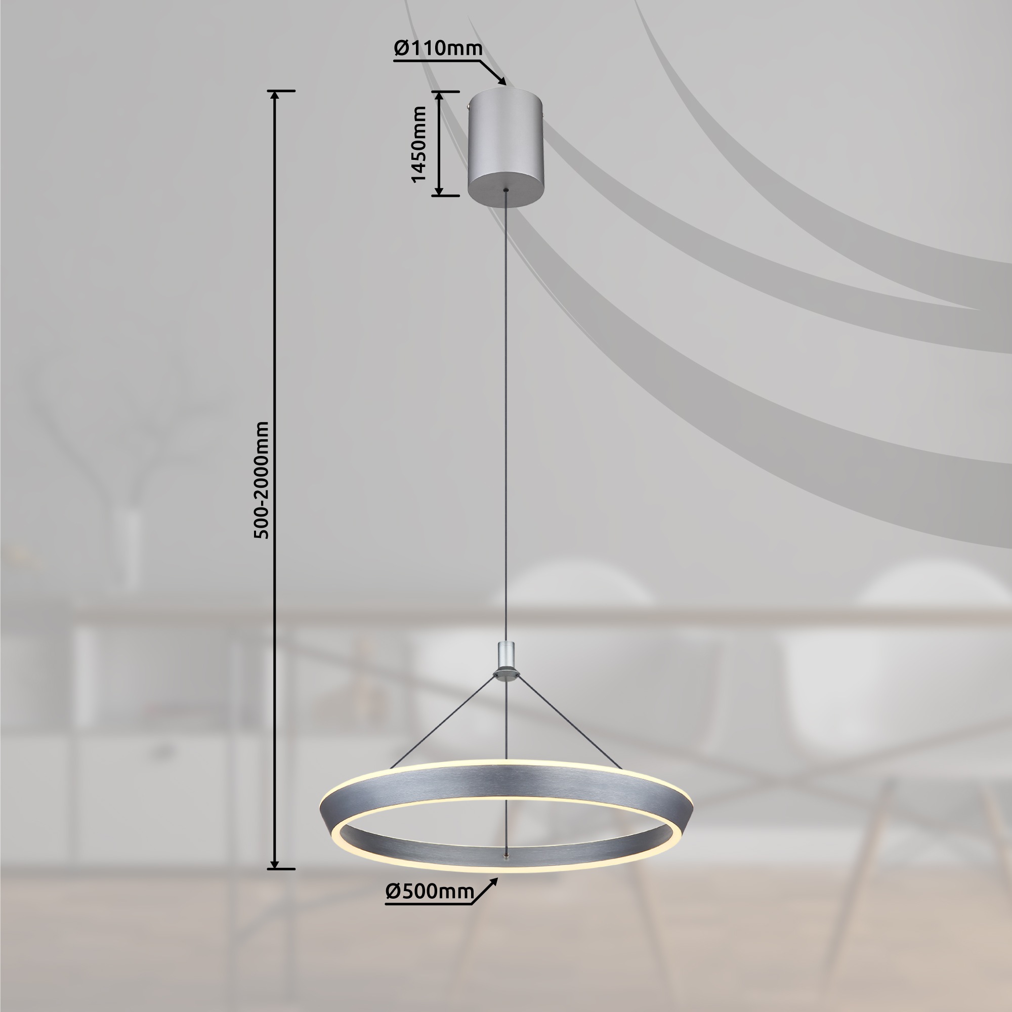 GLOBO LIGHTING LED Pendelleuchte »FERRA«, Leuchtmittel LED-Modul | LED fest integriert, Hängelampe/Hängeleuchte/Wohnzimmer/Esstisch/elegant