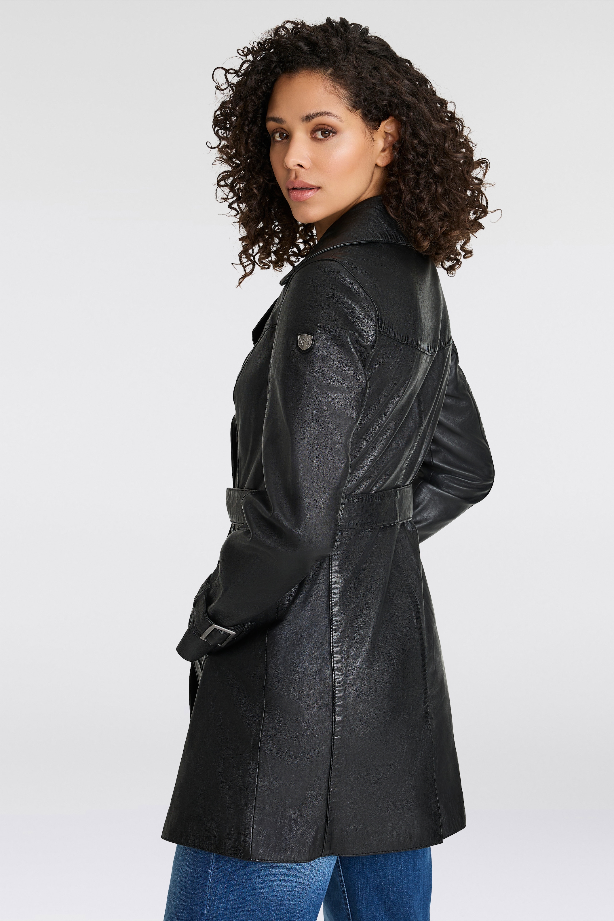 Mauritius Ledermantel »GWTaresa«, (2 tlg., mit Bindegürtel), Leder-Trenchcoat mit Bindegürtel