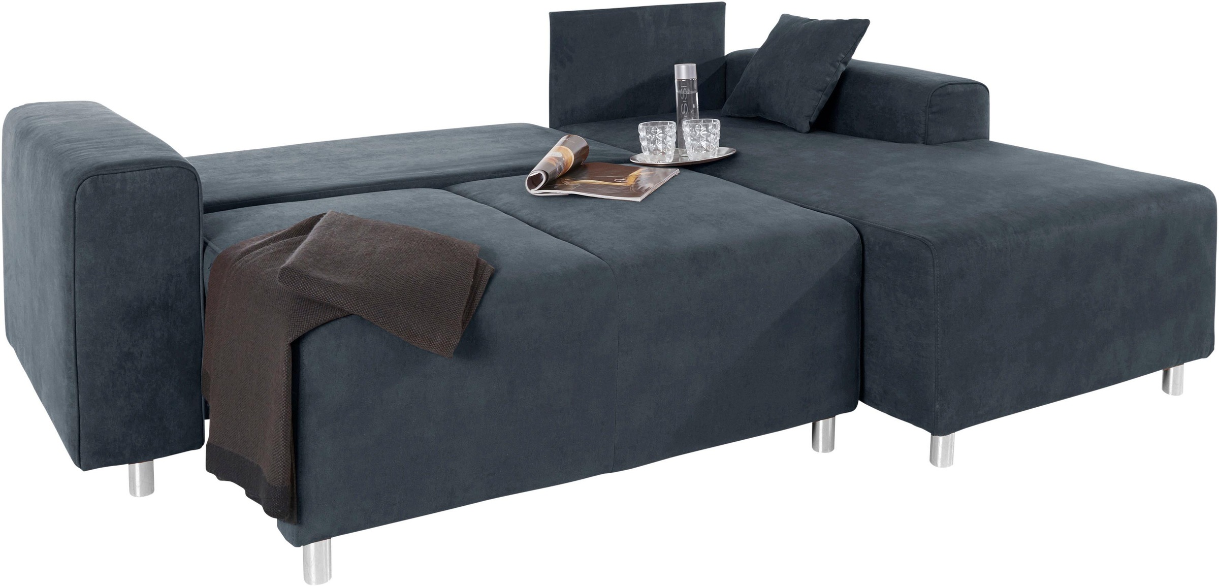 Home affaire Ecksofa »Györ«, L-Form, wahlweise mit Bettfunktion und Bettkasten incl. 2 Zierkissen