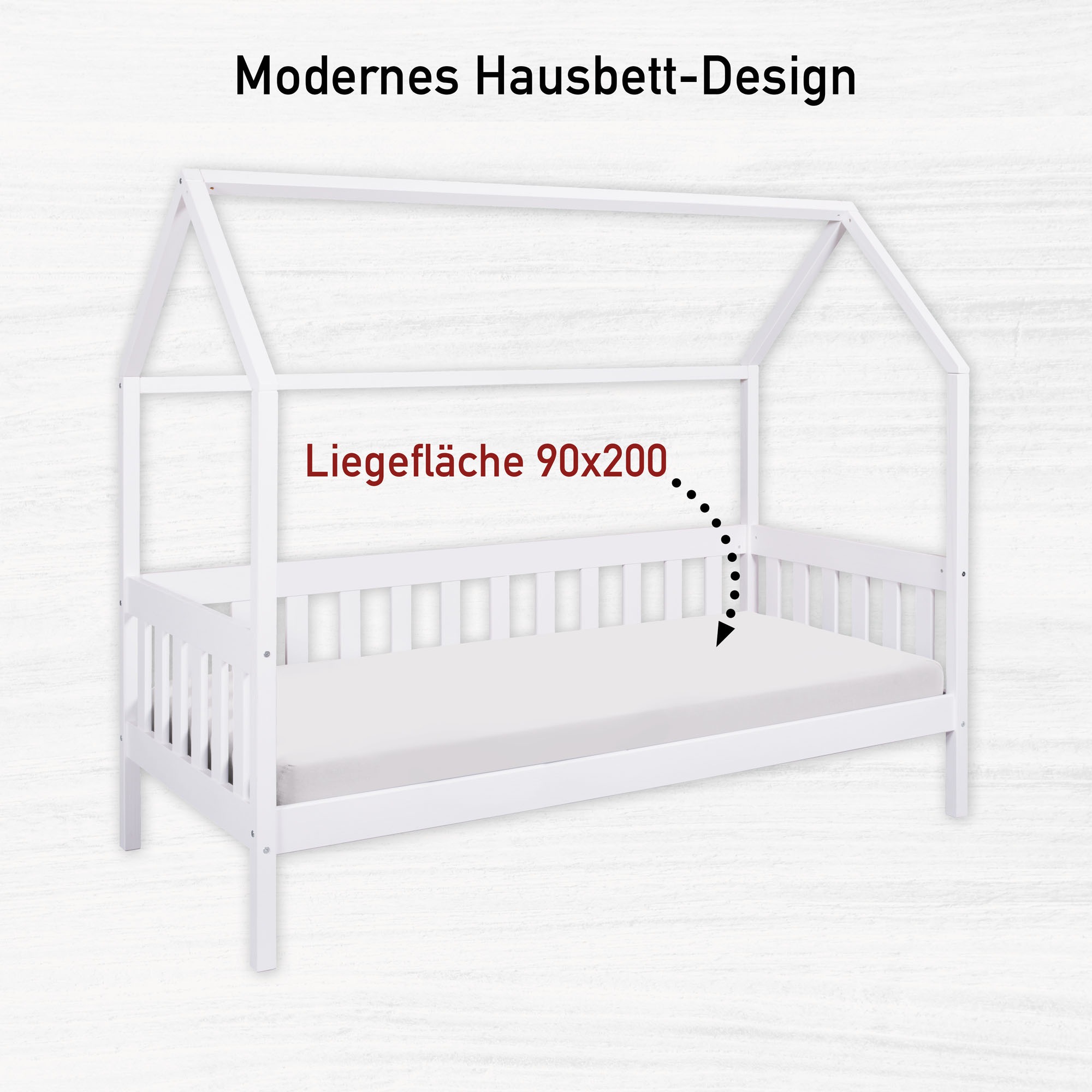 Inter Link Hausbett »Funky Housebed, Kinderbett, Himmelbett« Spielbett aus Kiefer Massiv, ohne Lattenrost, 90 x 200 cm